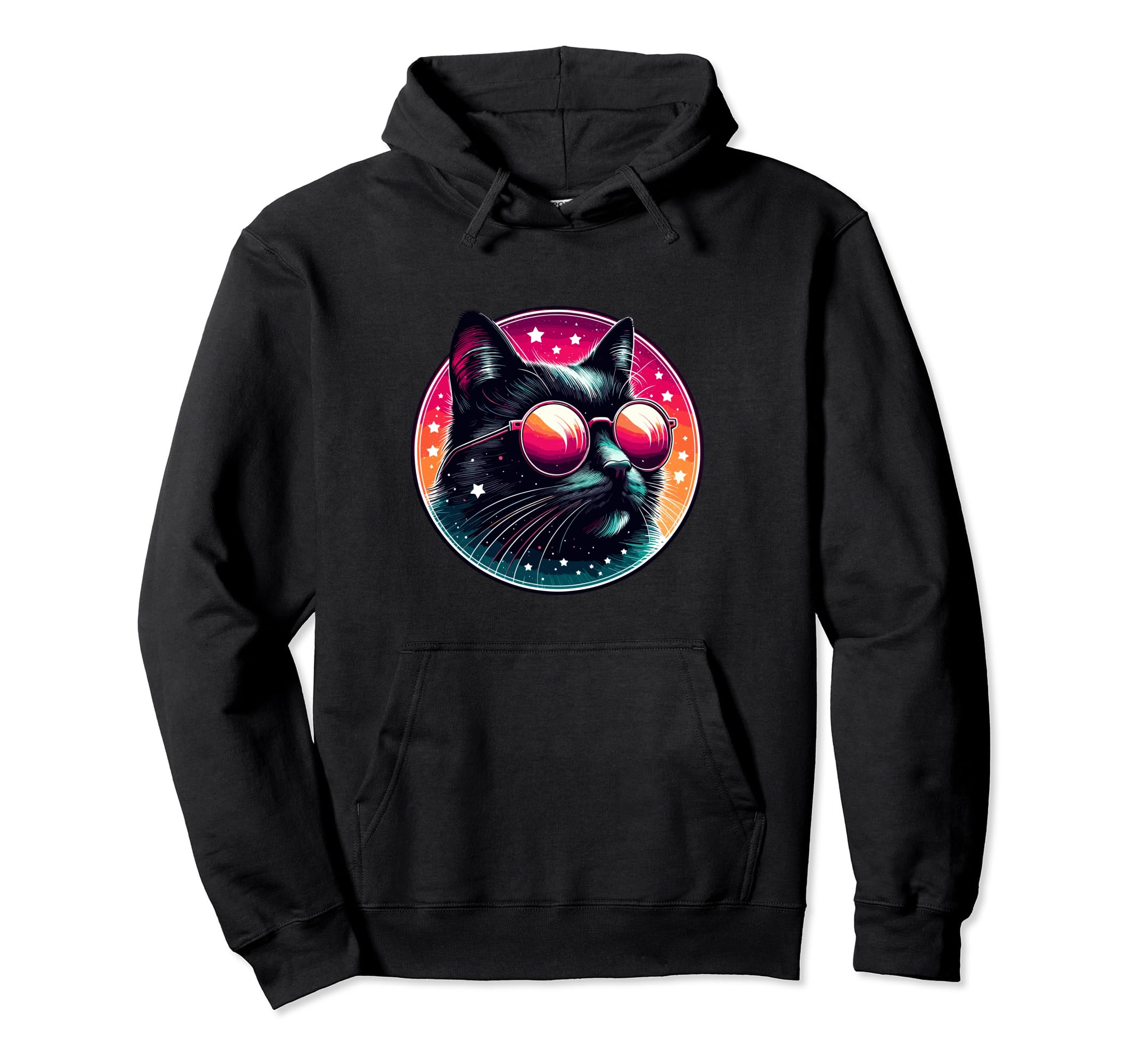 Cat Cat Neon 80S Cats Mum Cat Owner Hoodie - Custom Art Print Men Women - T-Shirt, Sweatshirt, Hoodie