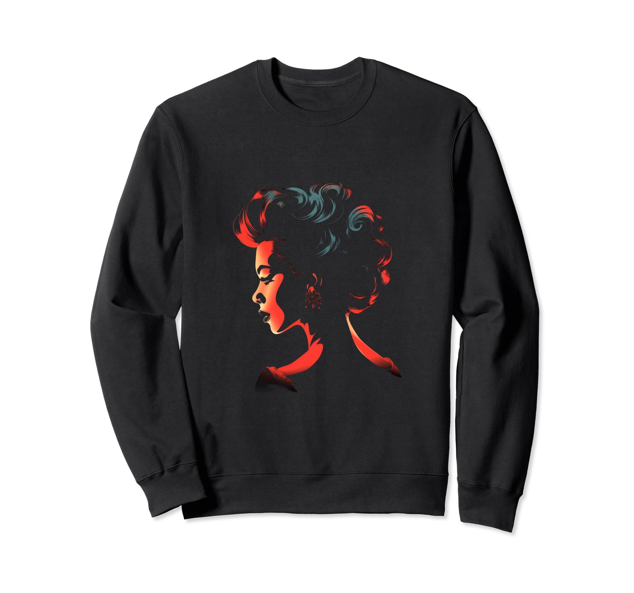Pinup Hairstyle Silhouette Sweatshirt - Casual Everyday Wear Men Women - T-Shirt, Sweatshirt, Hoodie