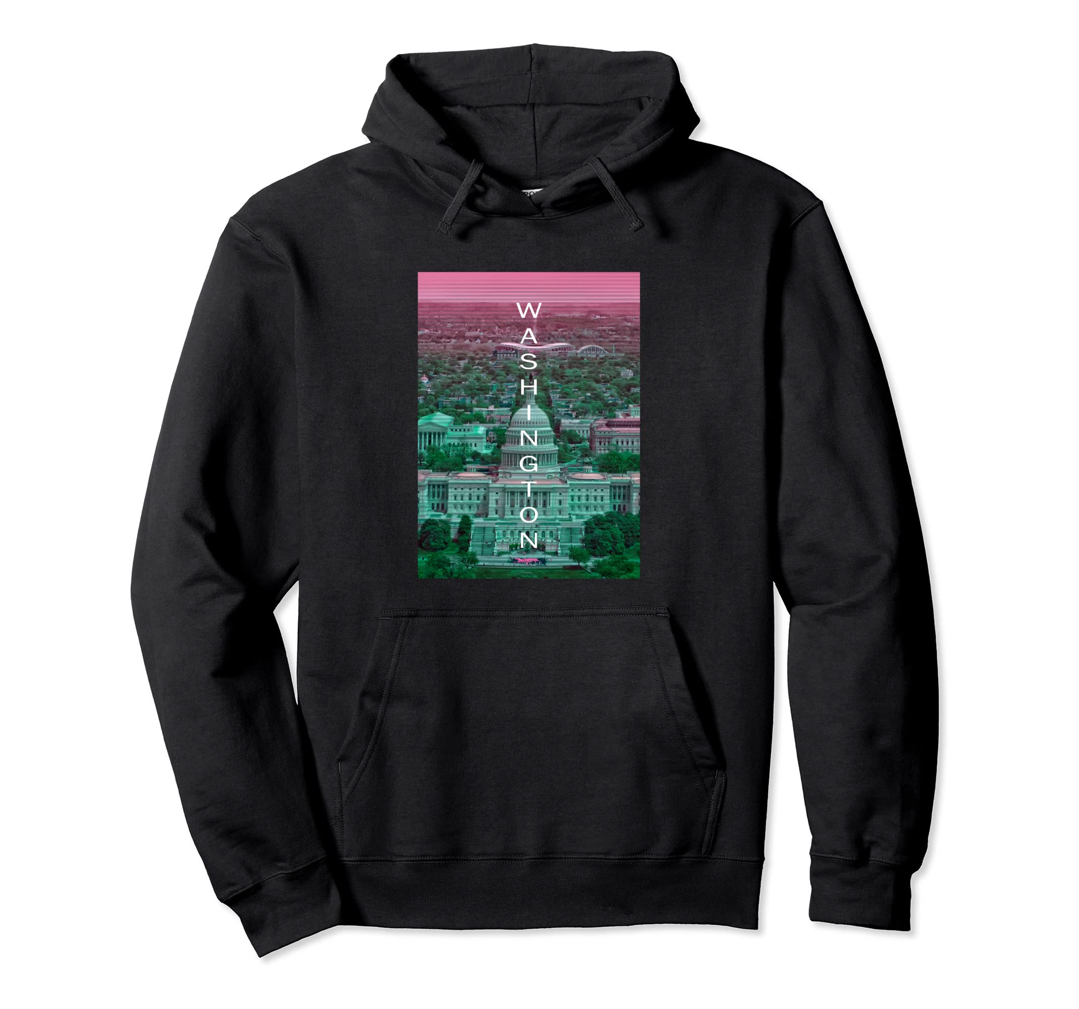 Washington Dc Vaporwave Aesthetic Hoodie - Casual Everyday Wear for Adults - T-Shirt, Sweatshirt, Hoodie