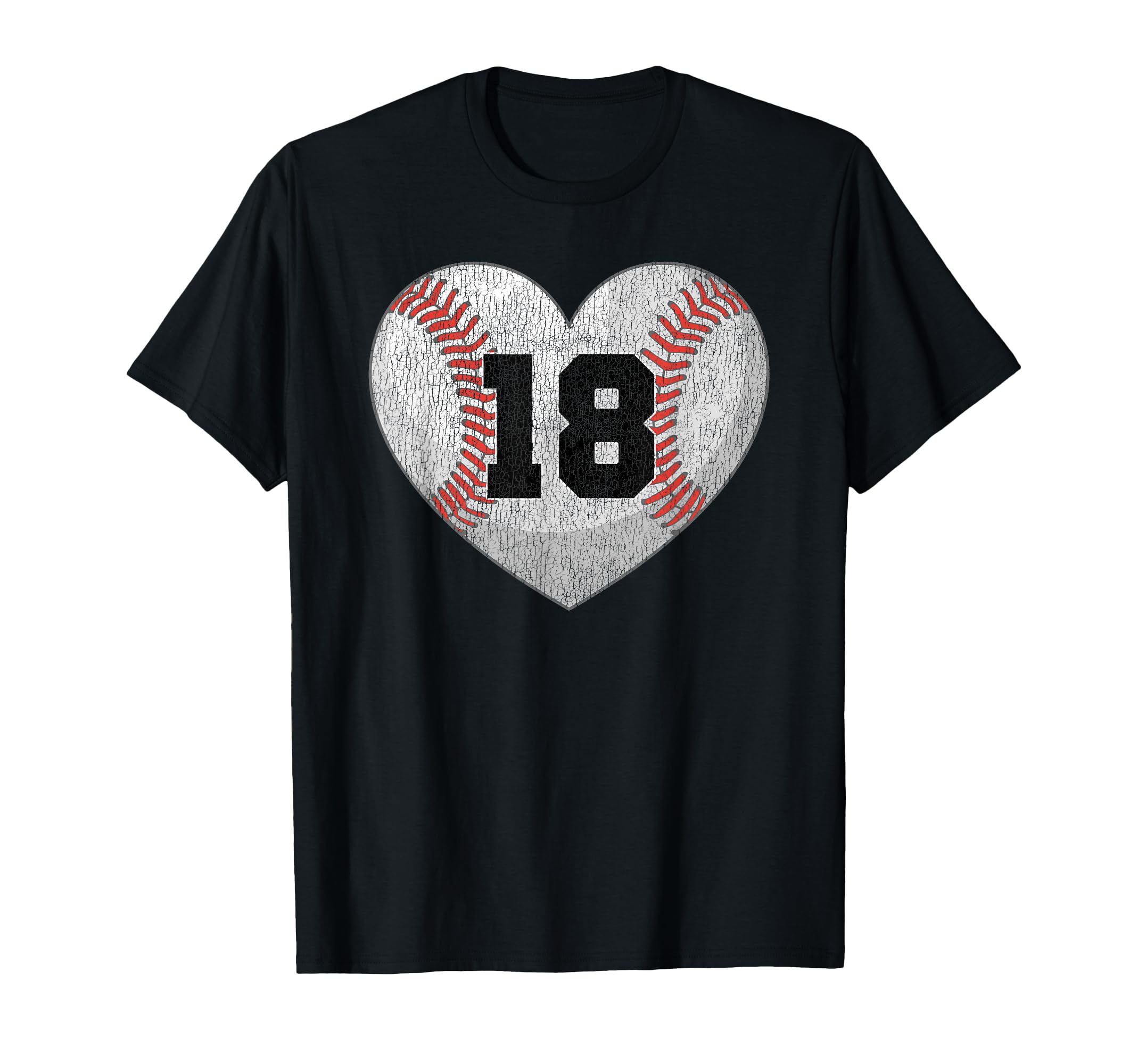 Baseball Number 18 Distressed Heart T-Shirt - Novelty Apparel Men Women - T-Shirt, Sweatshirt, Hoodie