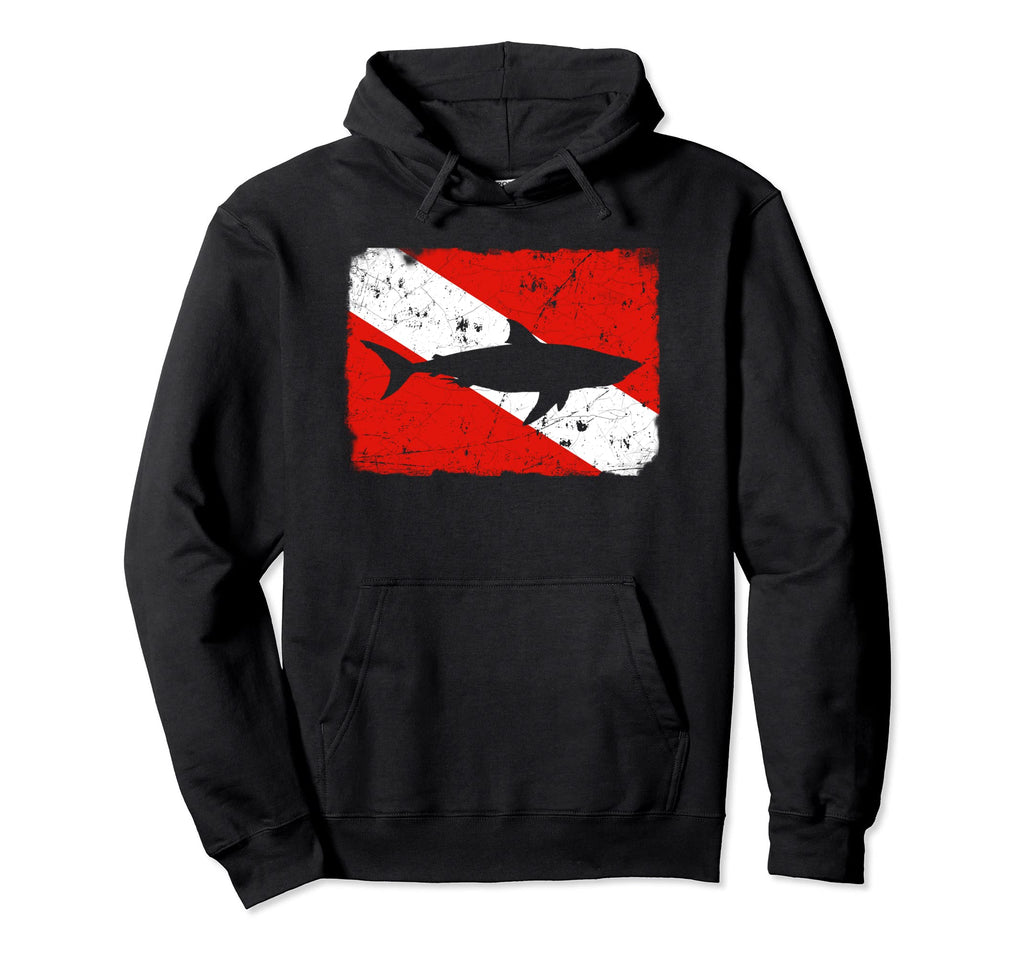 Shark Dive Flag Distressed Divers Hoodie - Fun Novelty Design Unisex - T-Shirt, Sweatshirt, Hoodie