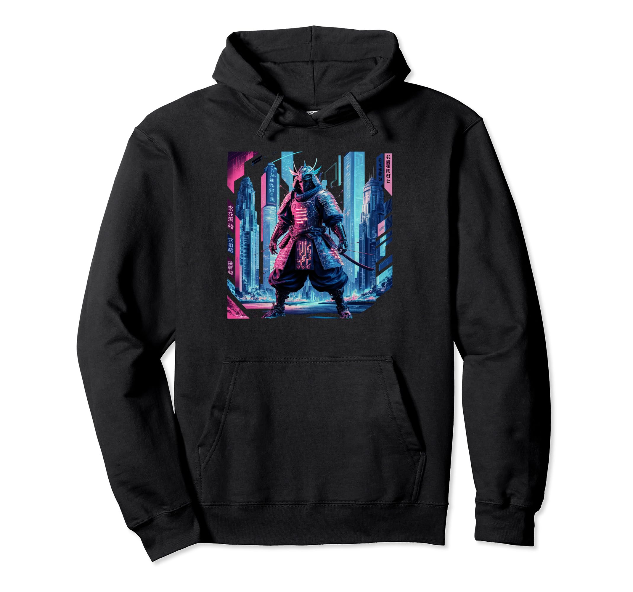 Vaporwave Aesthetic Cyberpunk Samurai Hoodie - Custom Art Print Men Women - T-Shirt, Sweatshirt, Hoodie