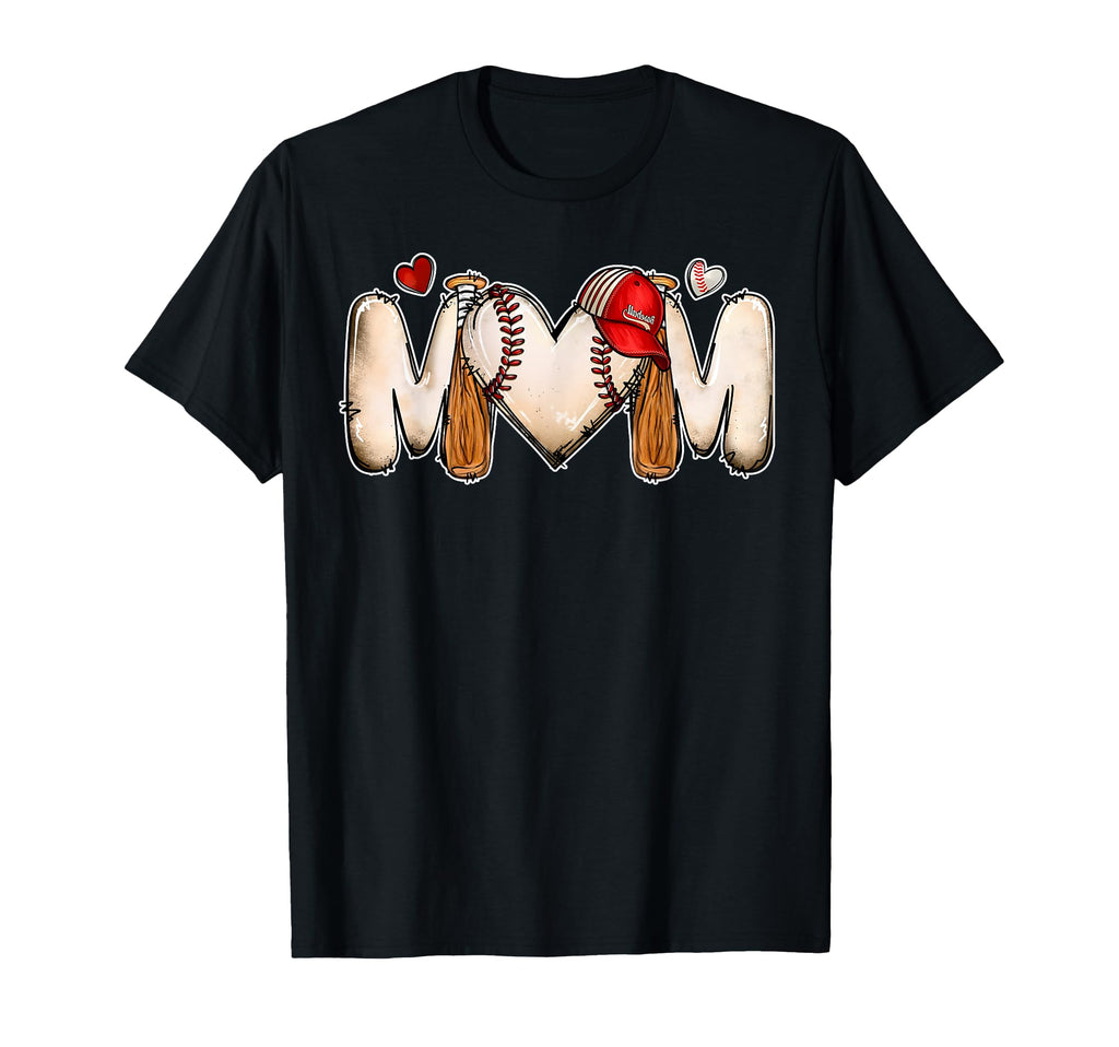 Baseball Mom Heart Game Day Sports T-Shirt - Fun Novelty Design for Adults - T-Shirt, Sweatshirt, Hoodie