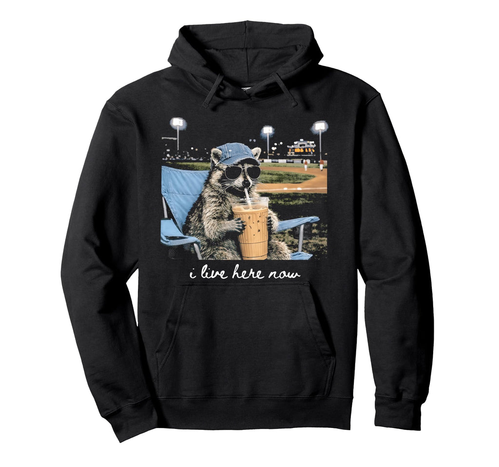 Funny Raccoon Ballfield Baseball Field Hoodie - Fun Novelty Design Unisex - T-Shirt, Sweatshirt, Hoodie