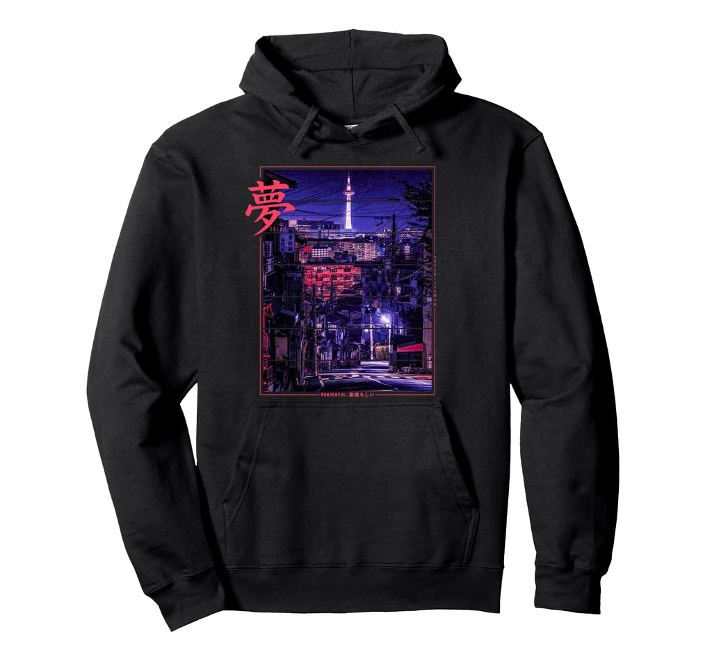 Japan Tokyo City Vaporwave Japanese Hoodie - Fun Novelty Design Men Women - T-Shirt, Sweatshirt, Hoodie