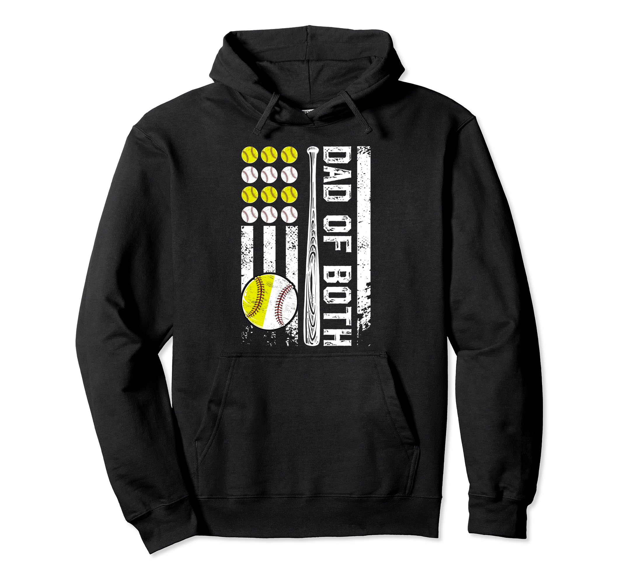Dad Both Us Flag Baseball Softball Dad Hoodie - Novelty Apparel Men Women - T-Shirt, Sweatshirt, Hoodie