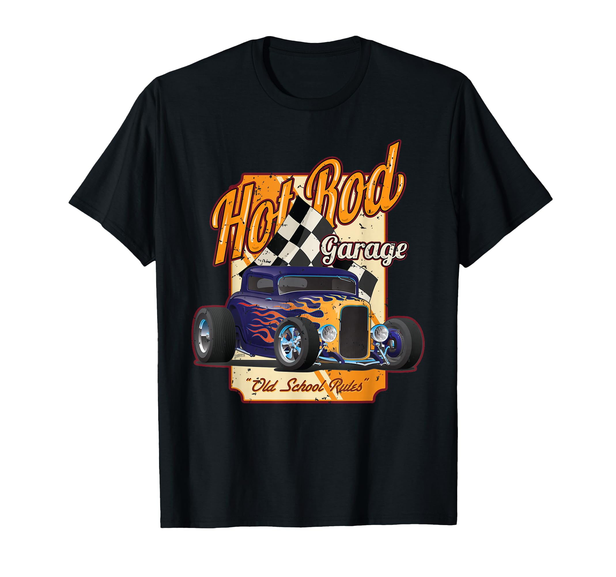 Hotrod Garage Distressed Car T-Shirt - Graphic Print for Adults - T-Shirt, Sweatshirt, Hoodie