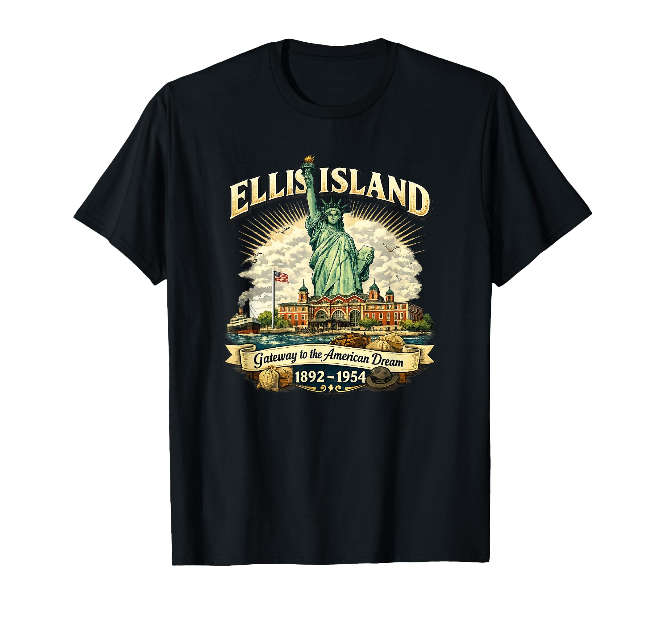 Ellis Island Immigration Gateway T-Shirt - Fun Novelty Design Unisex - T-Shirt, Sweatshirt, Hoodie