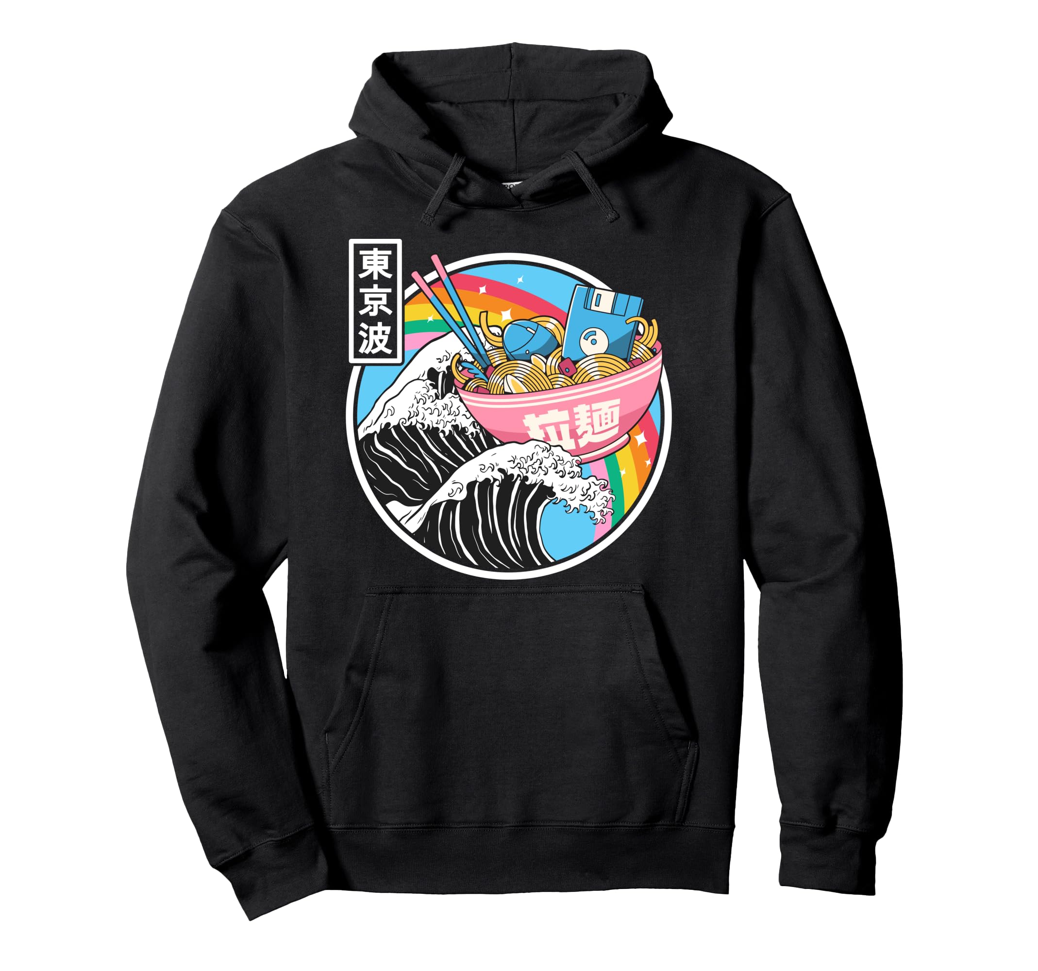 Digital Ramen Bowl Kanagawa Wave Japan Hoodie - Unique Graphic Men Women - T-Shirt, Sweatshirt, Hoodie