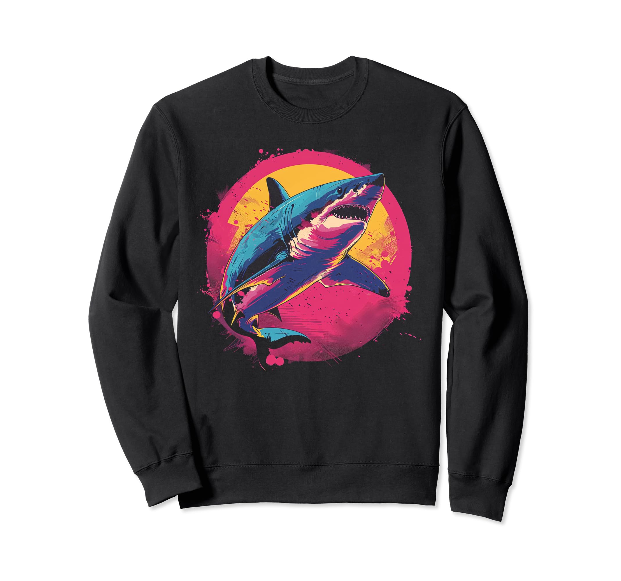 Shark Vaporwave Aesthetic Synthwave Sweatshirt - Graphic Print Men Women - T-Shirt, Sweatshirt, Hoodie