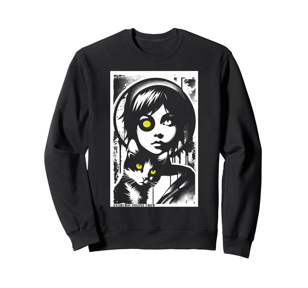 Punk And Cat Graffiti Grunge 90S Sweatshirt - Novelty Apparel for Adults - T-Shirt, Sweatshirt, Hoodie