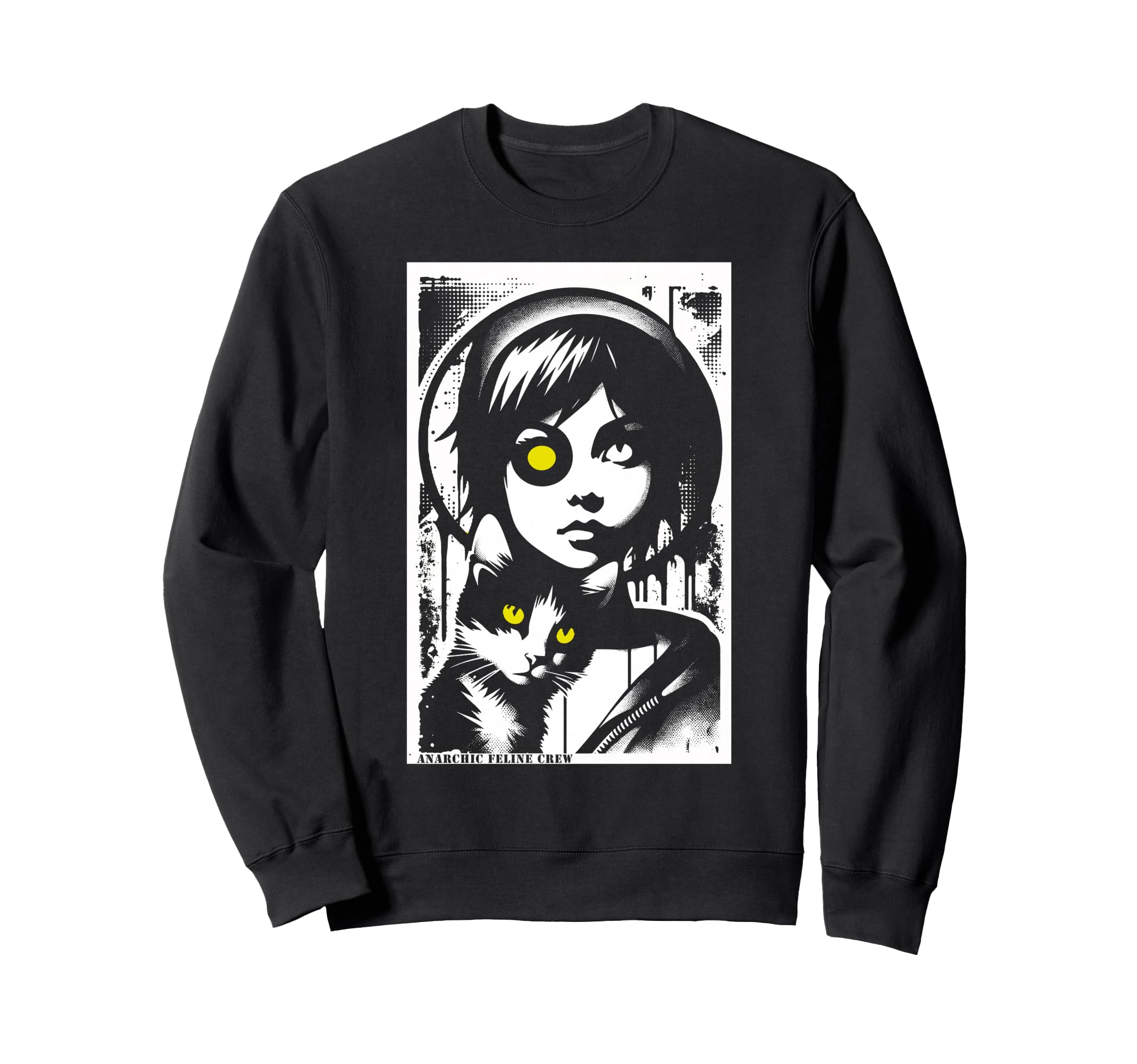 Punk And Cat Graffiti Grunge 90S Sweatshirt - Novelty Apparel for Adults - T-Shirt, Sweatshirt, Hoodie