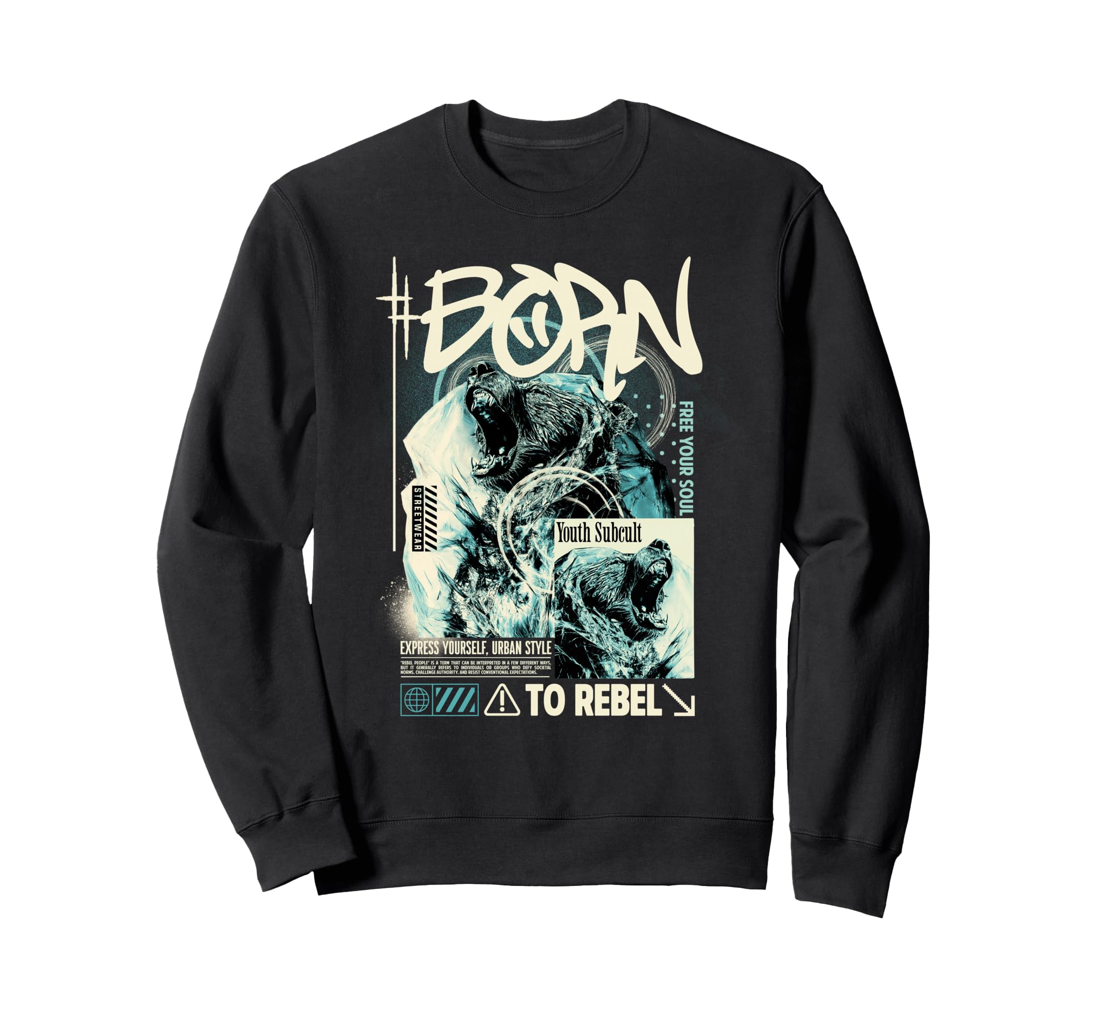 Y2K Rebel Bold Urban Graffiti Sweatshirt - Aesthetic Graphic for Adults - T-Shirt, Sweatshirt, Hoodie