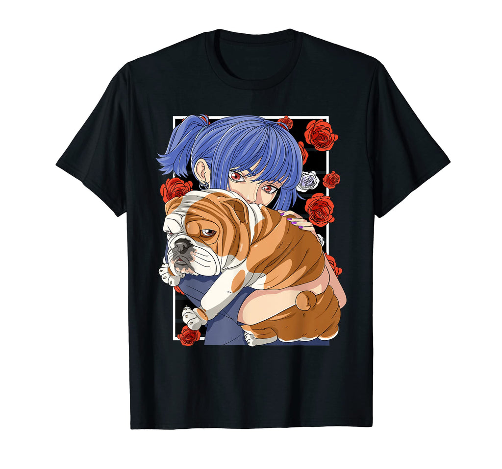 Funny English Bulldog Anime Goth T-Shirt - Fun Novelty Design for Adults - T-Shirt, Sweatshirt, Hoodie