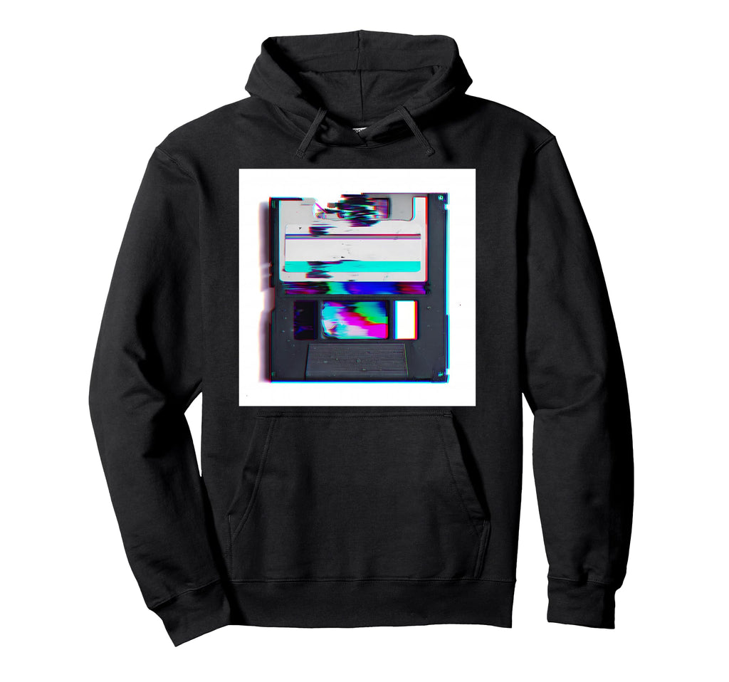 Glitch Floppy Disk Vaporwave Aesthetic Hoodie - Streetwear Style for Adults - T-Shirt, Sweatshirt, Hoodie