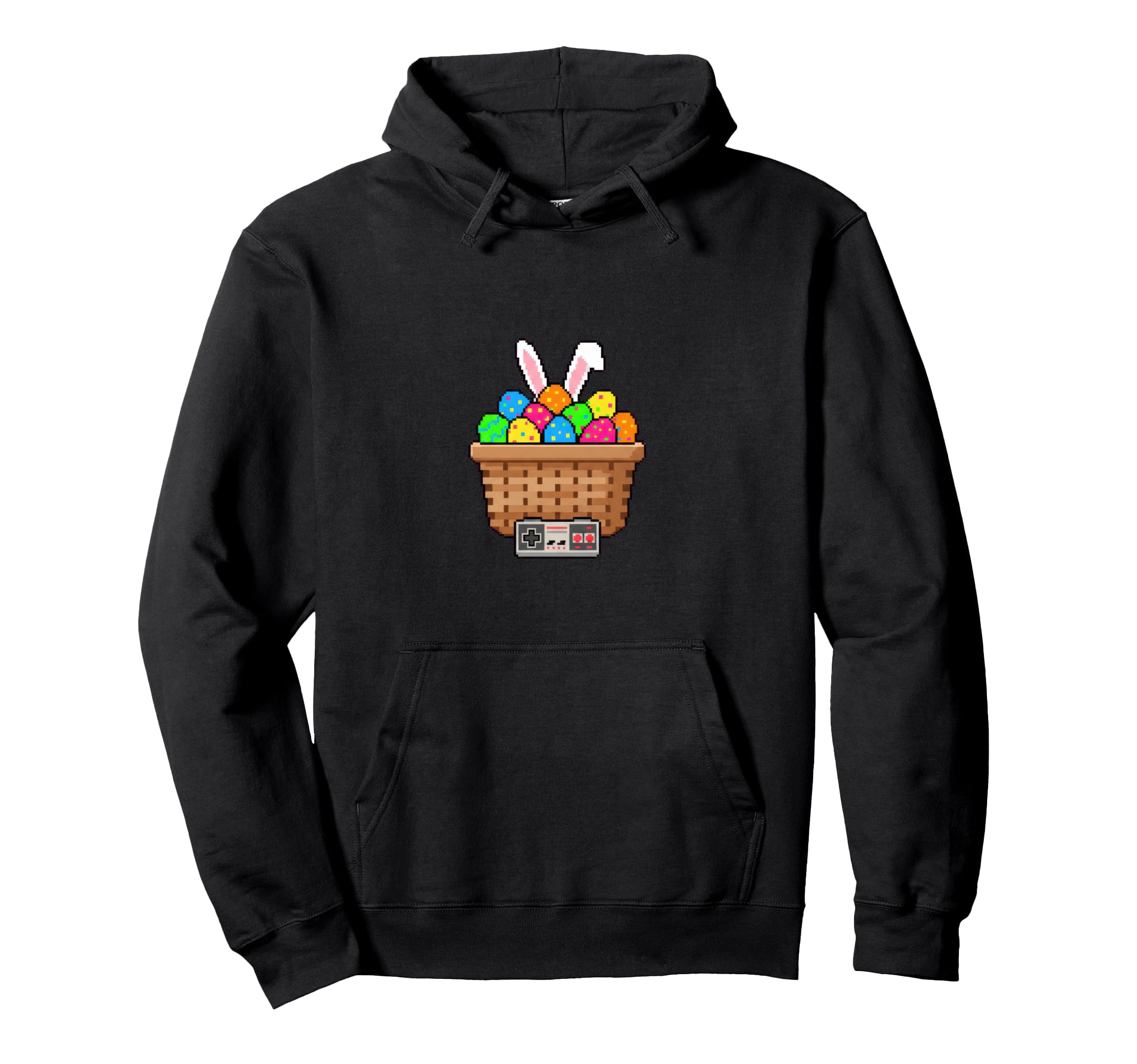 Pixel Art 8 Bit Easter Basket Gamer Hoodie - Fun Novelty Design for Adults - T-Shirt, Sweatshirt, Hoodie