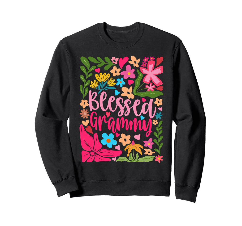 Blessed Grammy Boho Flowers Floral Sweatshirt - Custom Art Print Unisex - T-Shirt, Sweatshirt, Hoodie