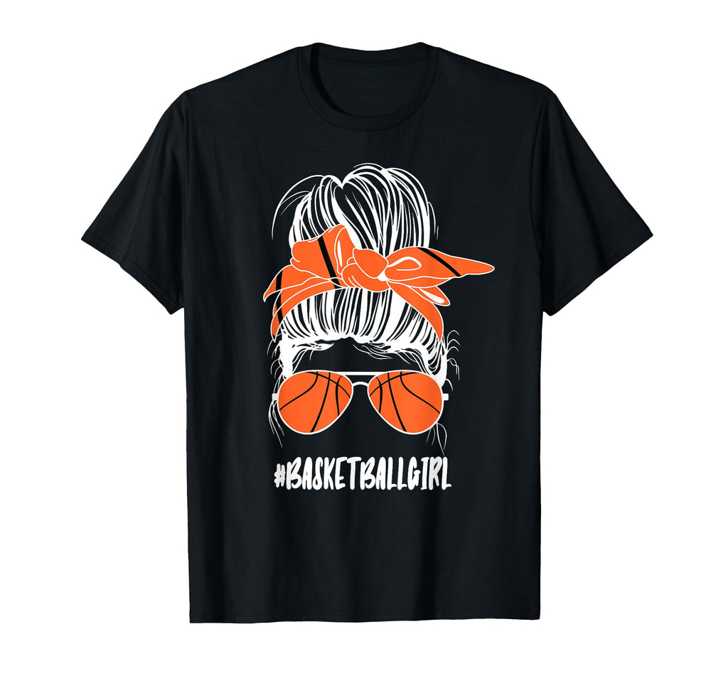 Messy Bun Basketball Glasses Game T-Shirt - Minimalist Print for Adults - T-Shirt, Sweatshirt, Hoodie