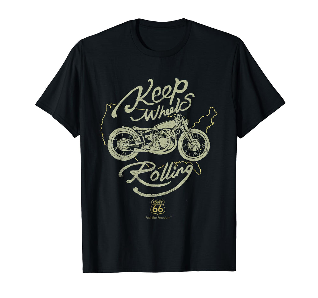Route 66 Keep Wheels Rolling T-Shirt - Custom Art Print Men Women - T-Shirt, Sweatshirt, Hoodie