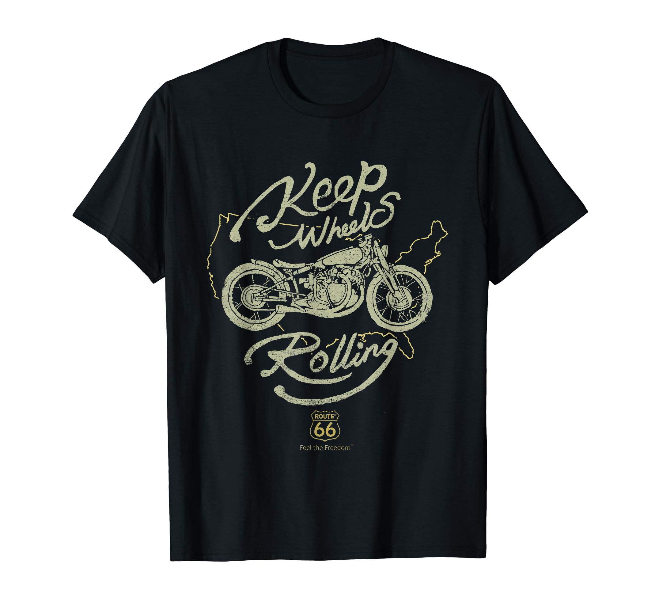 Route 66 Keep Wheels Rolling T-Shirt - Custom Art Print Men Women - T-Shirt, Sweatshirt, Hoodie