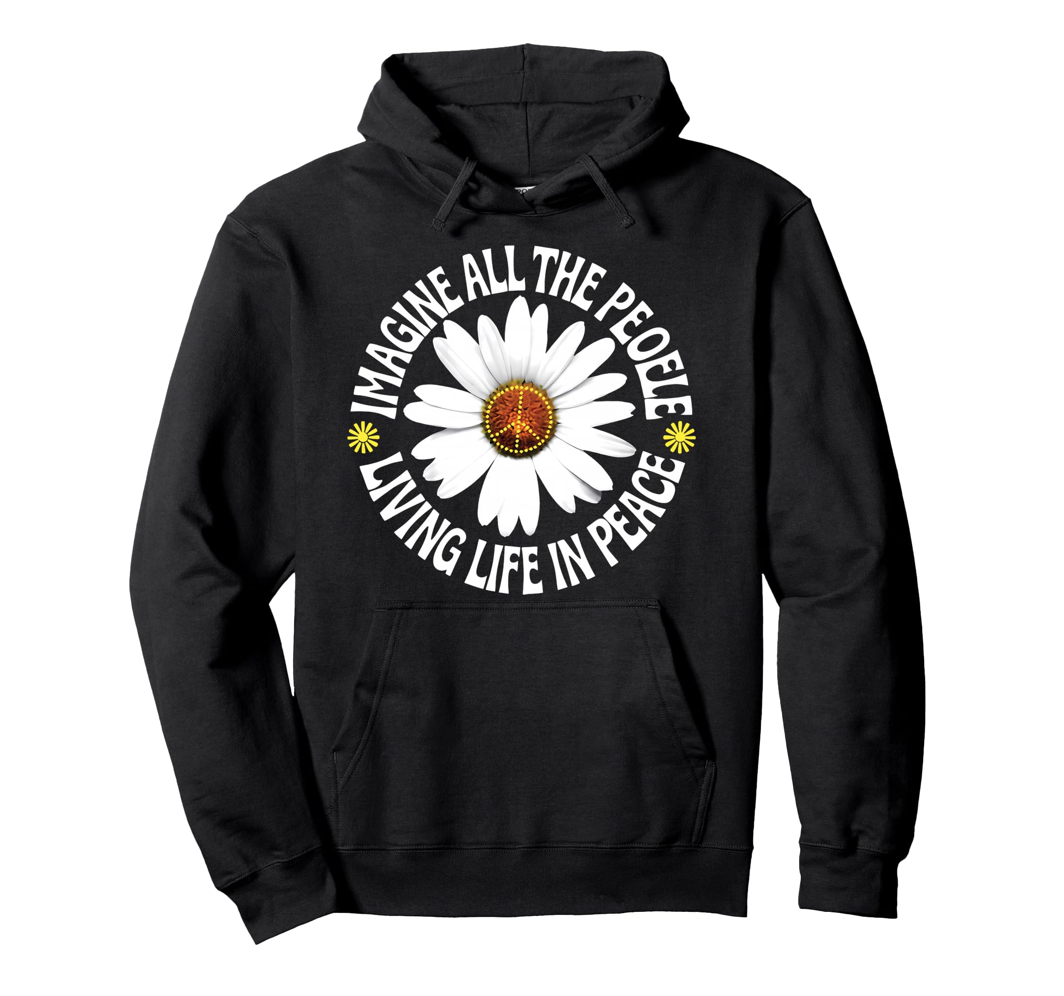 Peace Flower Imagine All People Boho Hoodie - Custom Art Print Unisex - T-Shirt, Sweatshirt, Hoodie