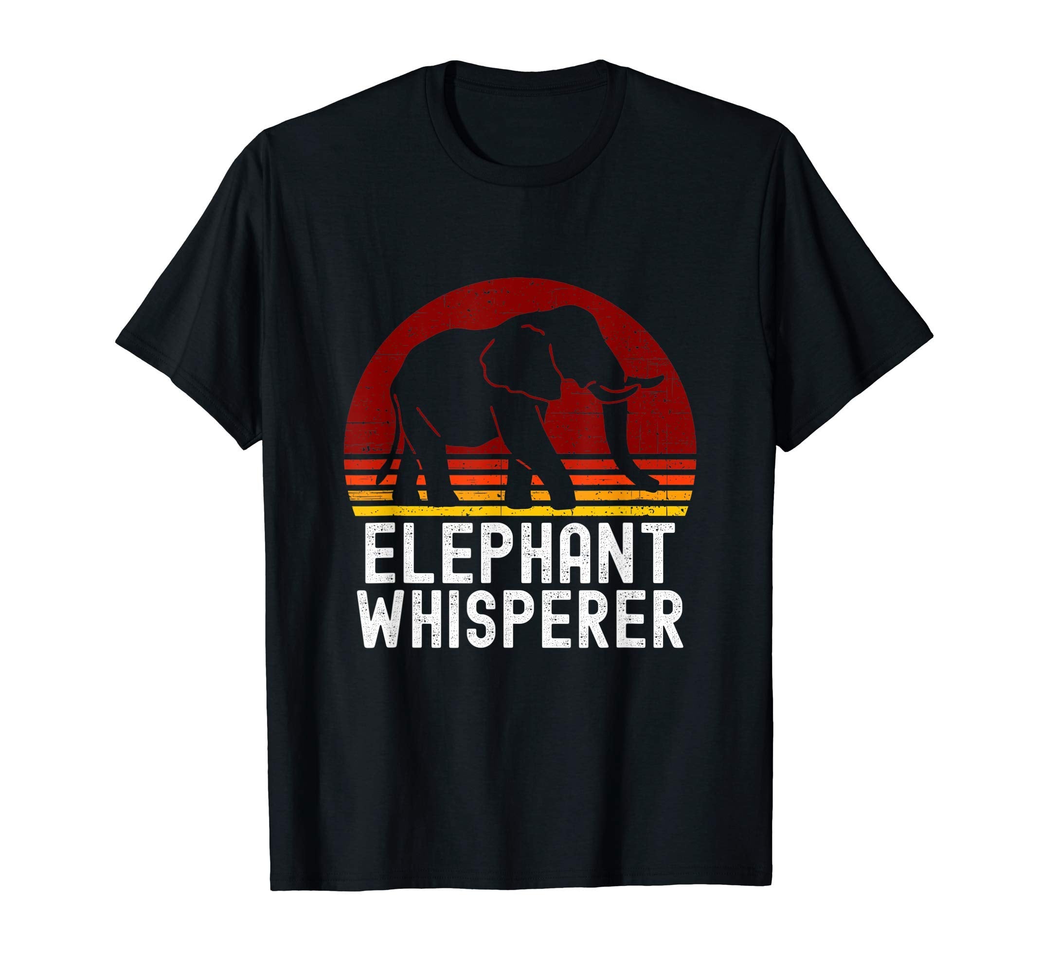 Elephant Whisperer Sunset Distressed T-Shirt - Minimalist Print Unisex - T-Shirt, Sweatshirt, Hoodie