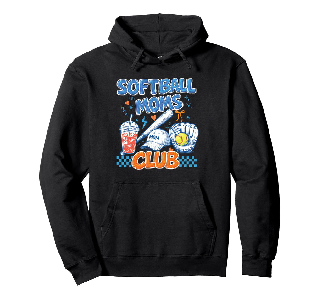 Softball Moms Club Iced Coffee Glove Hoodie - Unique Graphic Men Women - T-Shirt, Sweatshirt, Hoodie