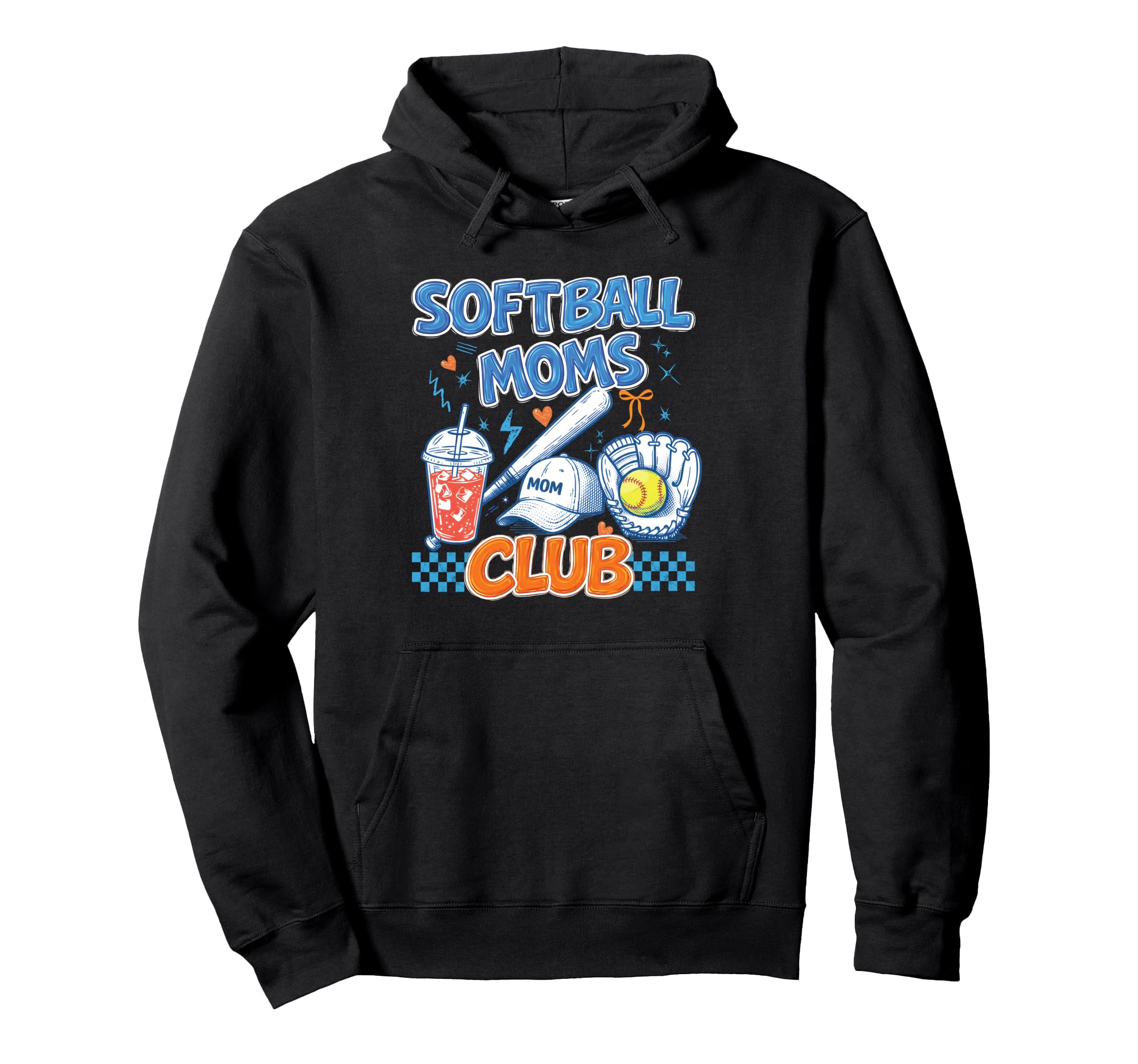 Softball Moms Club Iced Coffee Glove Hoodie - Unique Graphic Men Women - T-Shirt, Sweatshirt, Hoodie