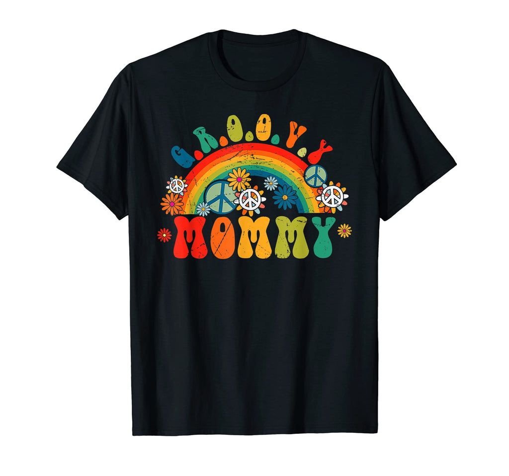 Groovy Mommy Rainbow Colorful Flowers T-Shirt - Unique Graphic Men Women - T-Shirt, Sweatshirt, Hoodie