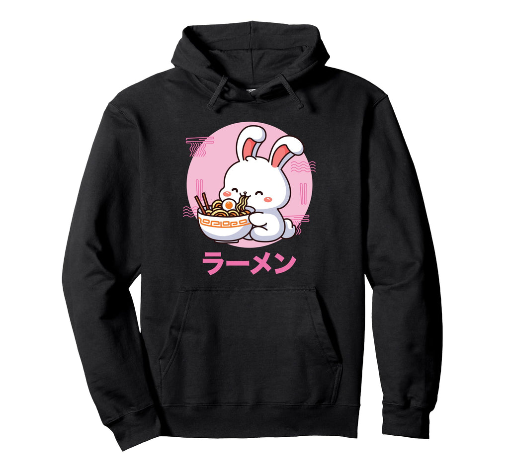Rabbit Ramen Kawaii Otaku Japanese Hoodie - Minimalist Print Men Women - T-Shirt, Sweatshirt, Hoodie