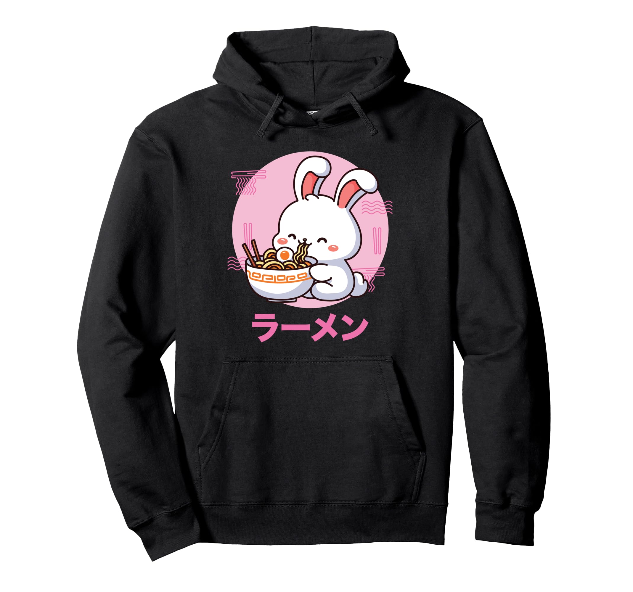 Rabbit Ramen Kawaii Otaku Japanese Hoodie - Minimalist Print Men Women - T-Shirt, Sweatshirt, Hoodie