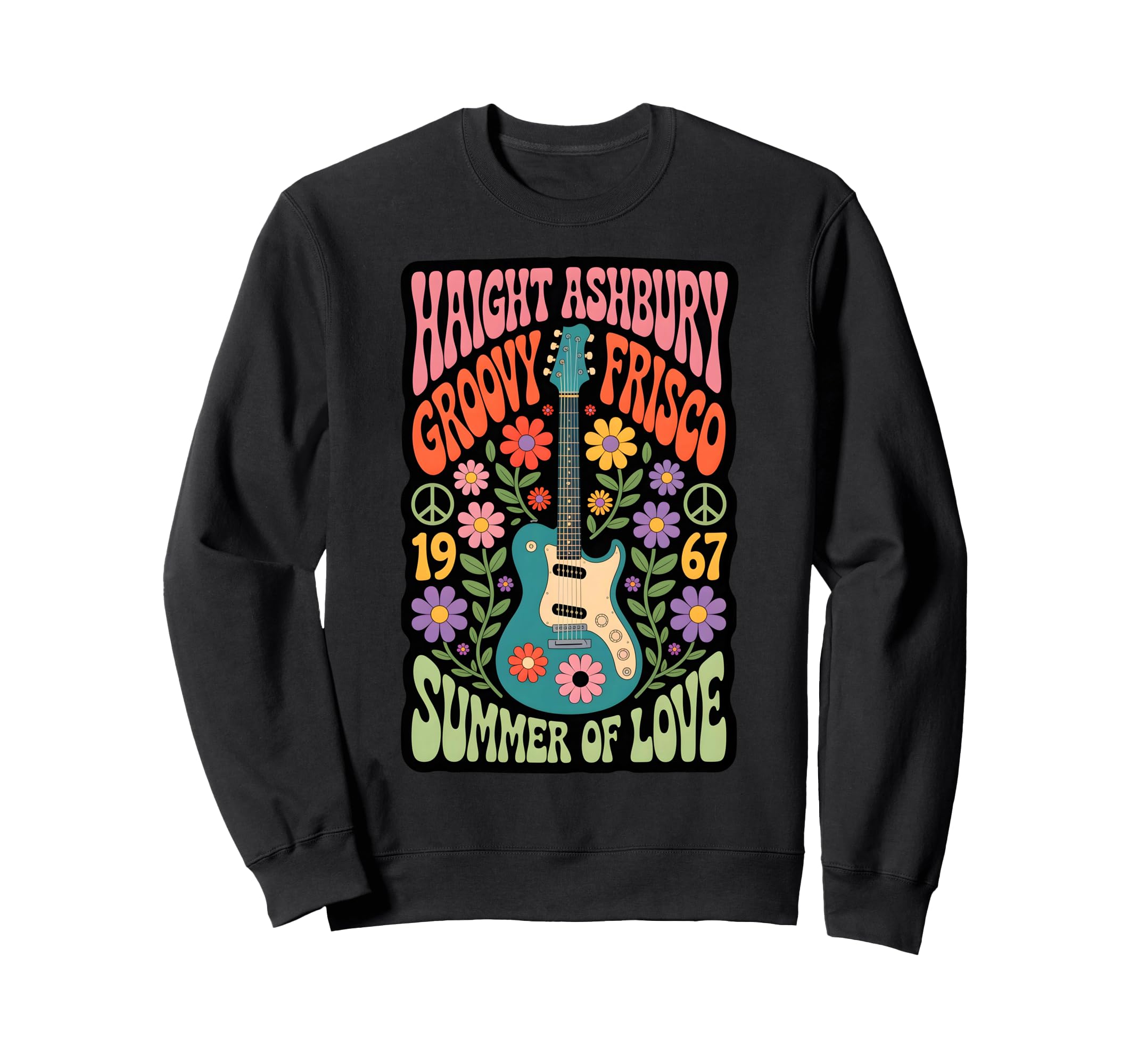 60S Flower Power Groovy Frisco Sweatshirt - Fun Novelty Design for Adults - T-Shirt, Sweatshirt, Hoodie