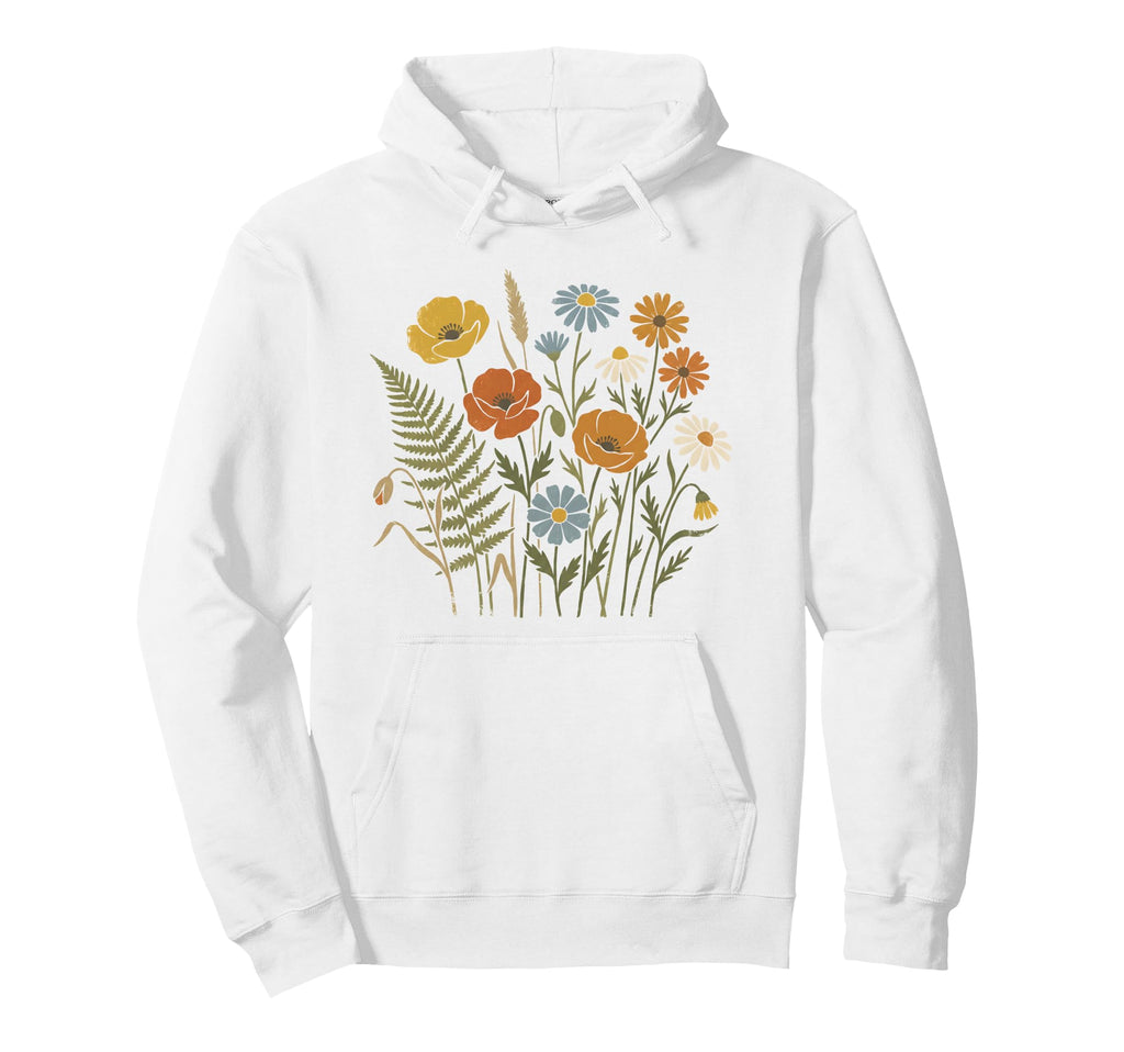 Boho Wildflowers Watercolor Floral Hoodie - Minimalist Print Men Women - T-Shirt, Sweatshirt, Hoodie