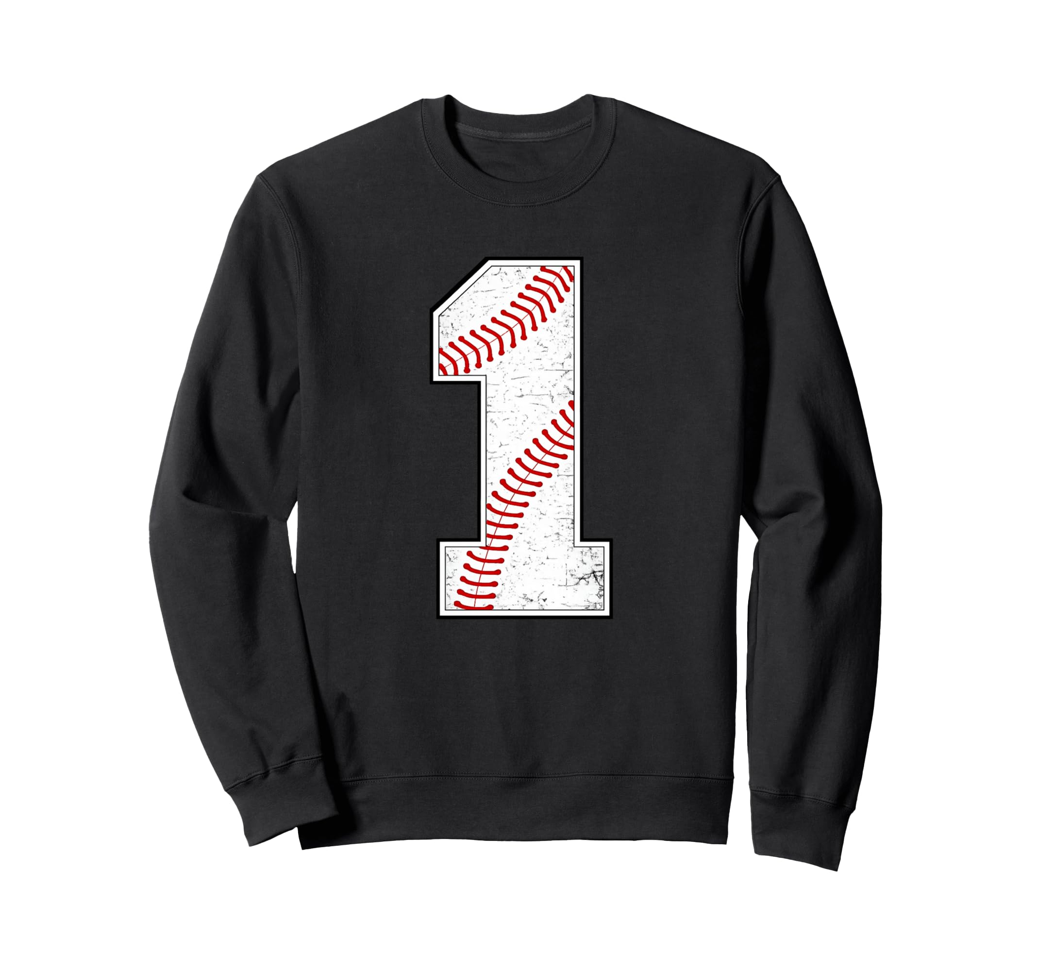 Baseball Jersey Number 1 Distressed Sweatshirt - Trendy Graphic Men Women - T-Shirt, Sweatshirt, Hoodie