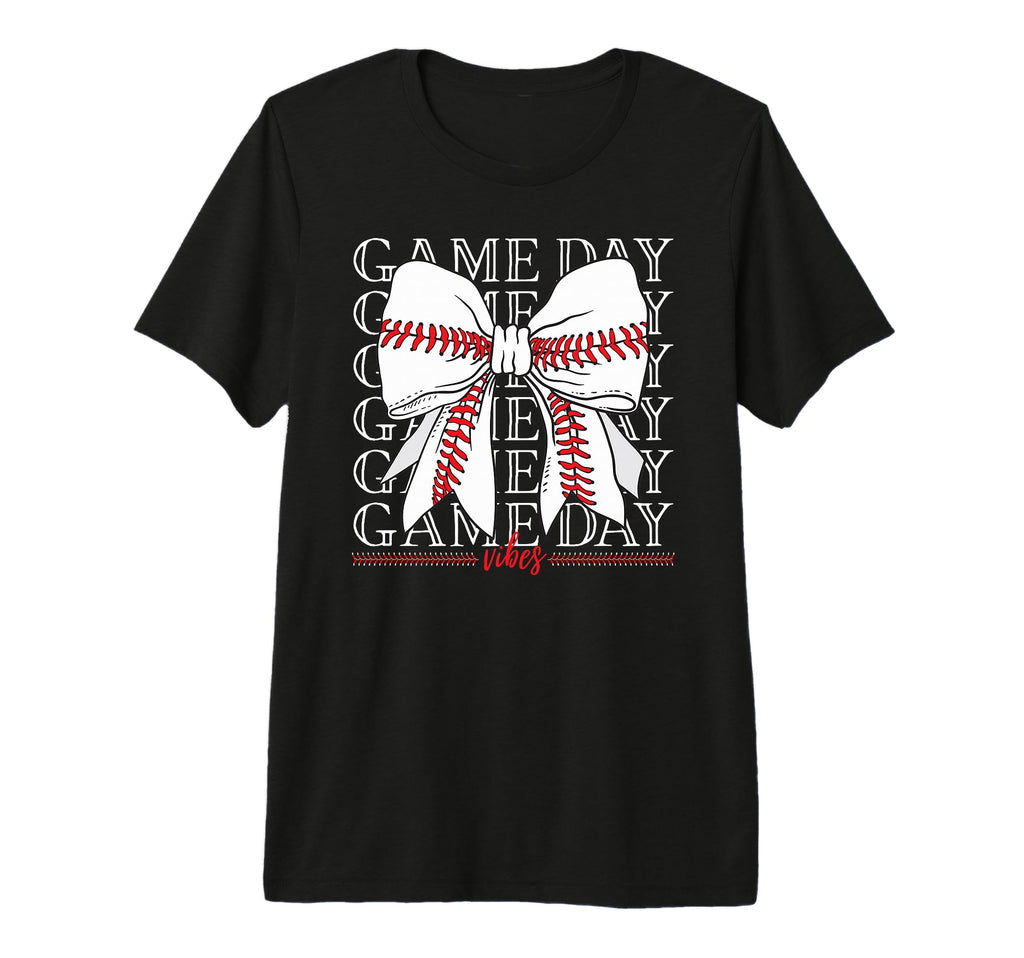 Game Day Vibes Coquette Bow Baseball Mama T-Shirt - Graphic Print Unisex - T-Shirt, Sweatshirt, Hoodie