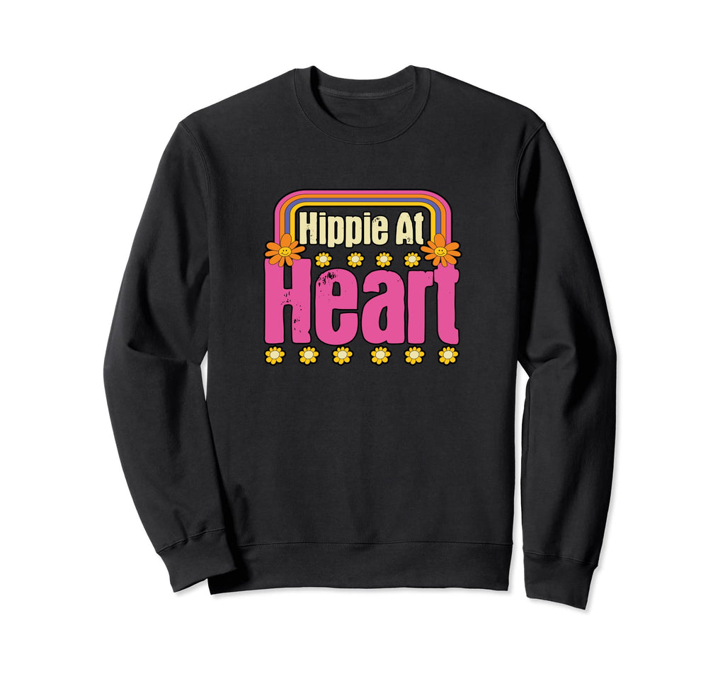 Hippie Heart Flower 70S 60S Sweatshirt - Minimalist Print Unisex - T-Shirt, Sweatshirt, Hoodie