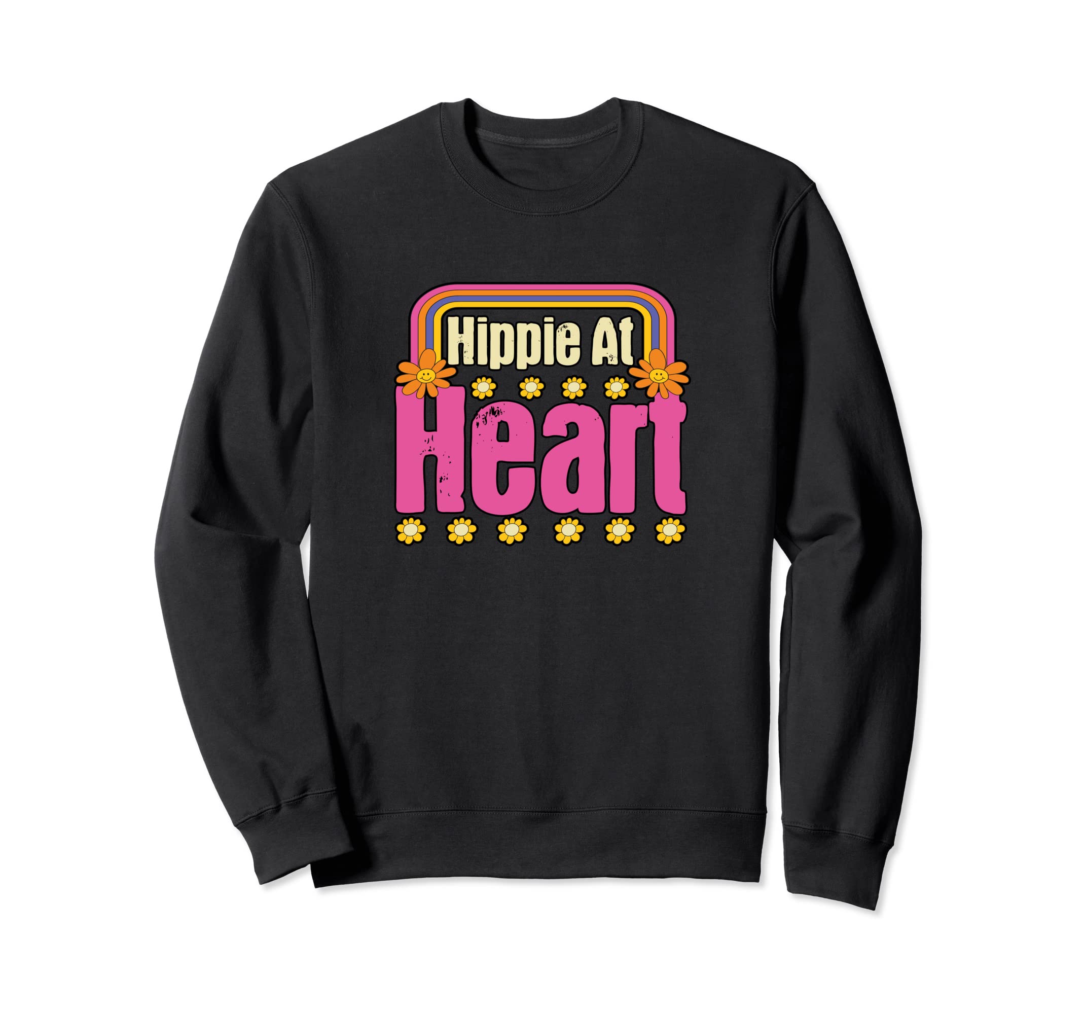 Hippie Heart Flower 70S 60S Sweatshirt - Minimalist Print Unisex - T-Shirt, Sweatshirt, Hoodie