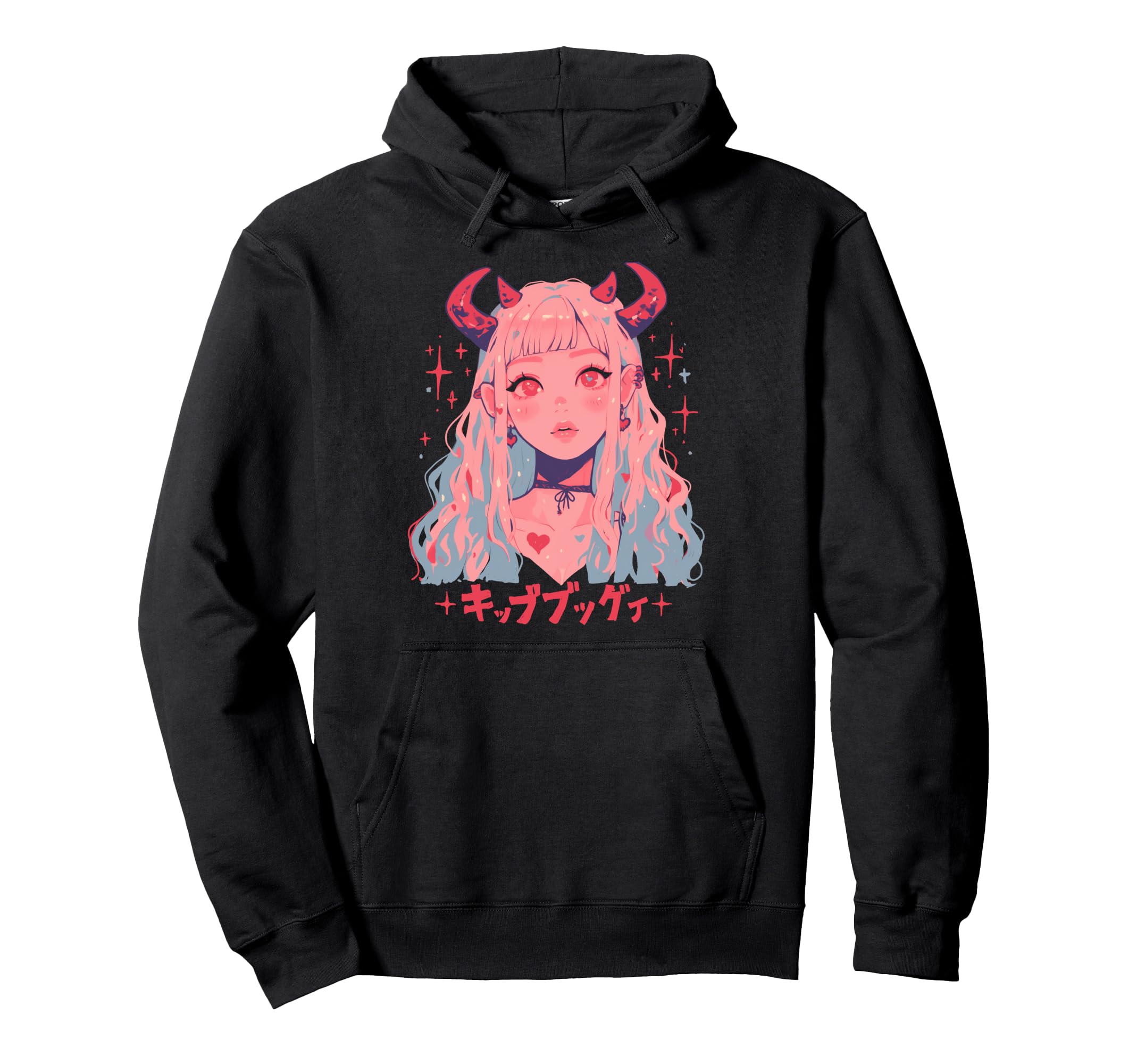 Goth Grunge Demon Anime Waifu Horror Hoodie - Novelty Apparel Men Women - T-Shirt, Sweatshirt, Hoodie