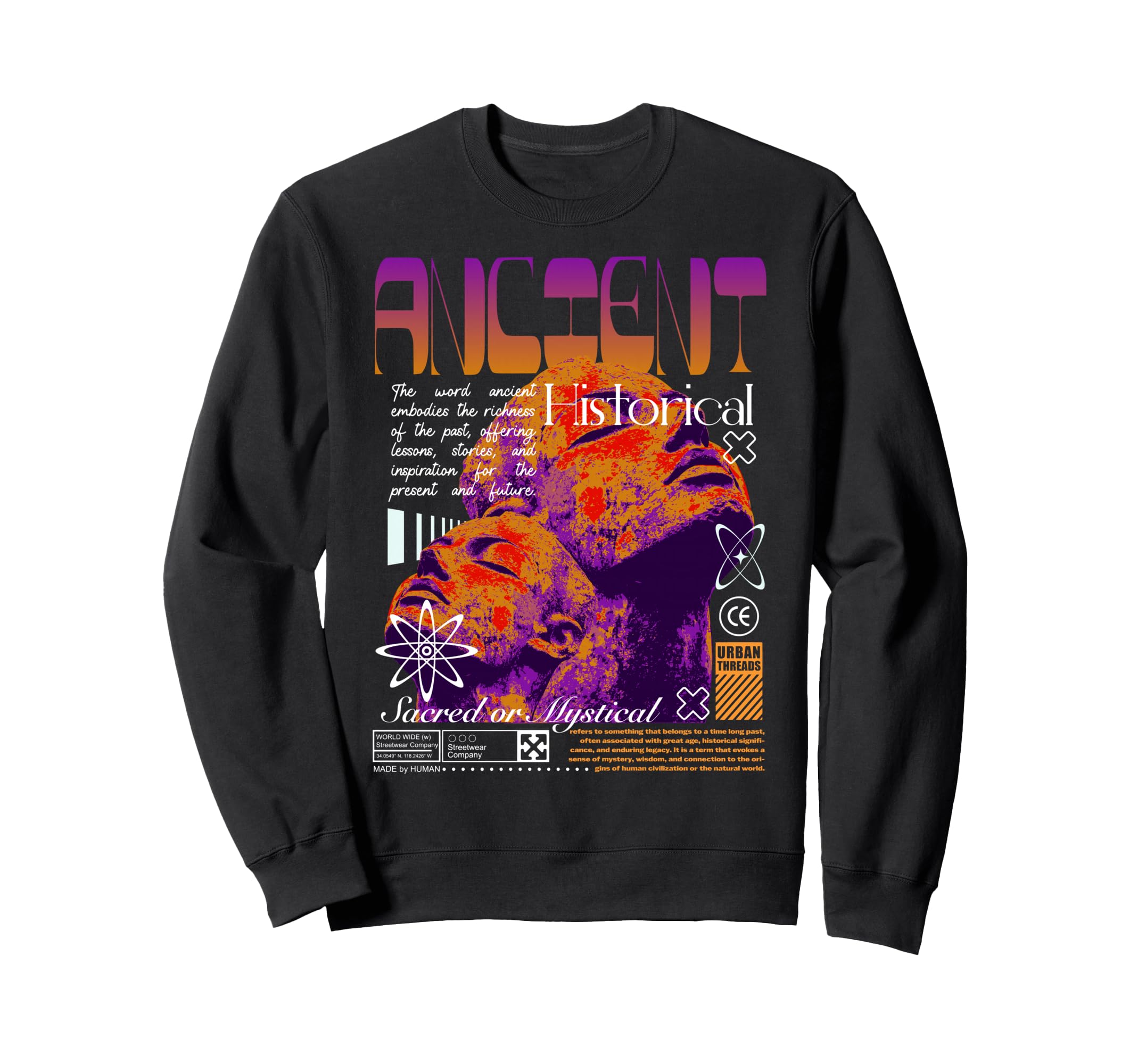 Y2K Ancient Bold Urban Graffiti Sweatshirt - Fun Novelty Design Men Women - T-Shirt, Sweatshirt, Hoodie