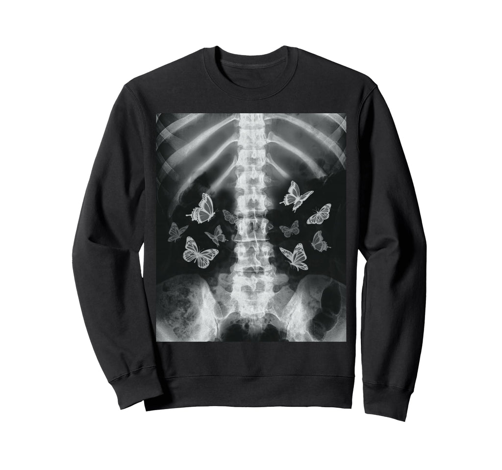 Skeleton Xray Butterfly Egirl Sweatshirt - Fun Novelty Design for Adults - T-Shirt, Sweatshirt, Hoodie