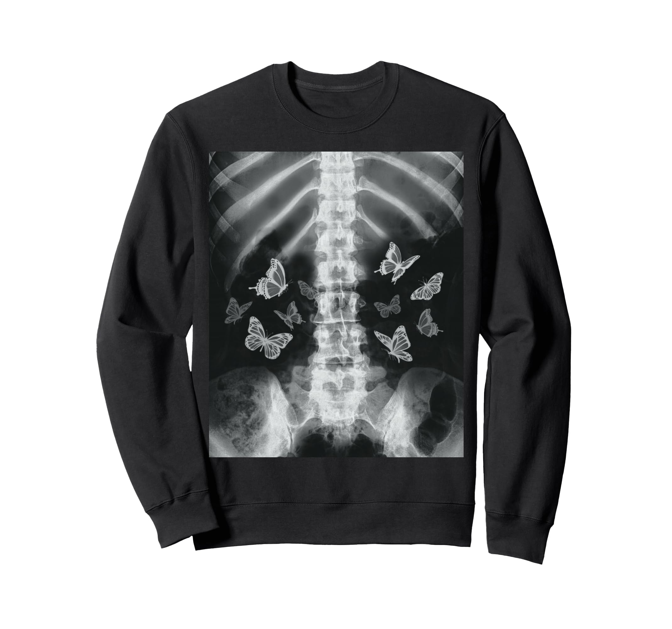 Skeleton Xray Butterfly Egirl Sweatshirt - Fun Novelty Design for Adults - T-Shirt, Sweatshirt, Hoodie