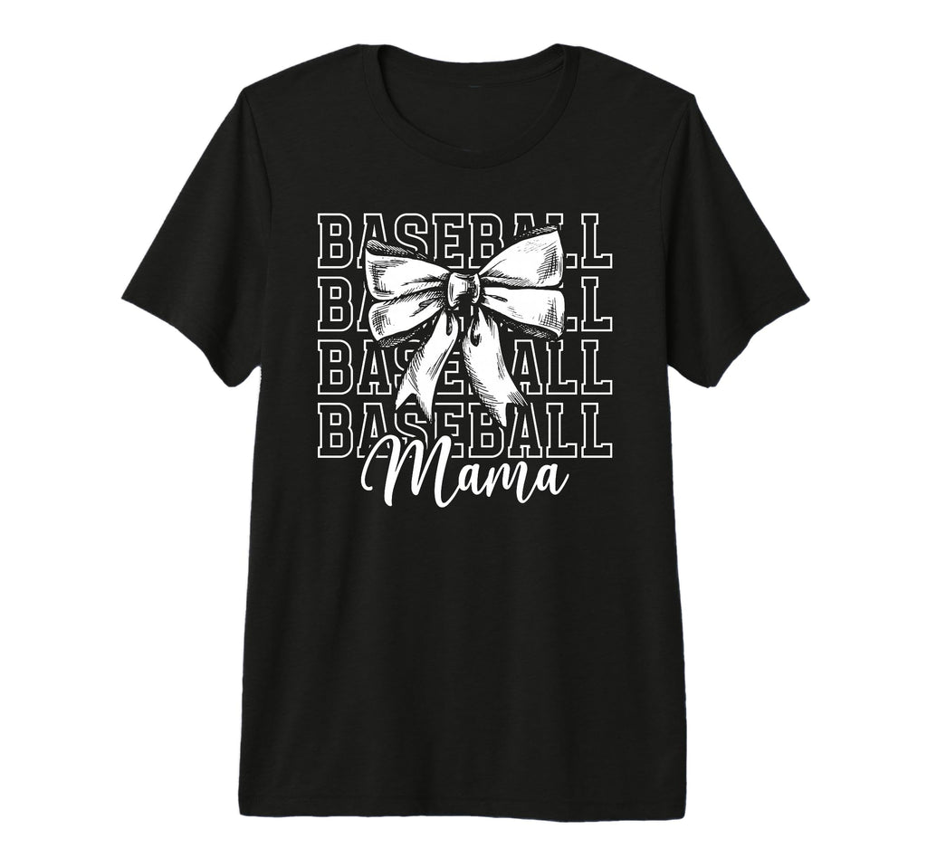 Baseball Mama Bow Baseball Mom T-Shirt - Unique Graphic for Adults - T-Shirt, Sweatshirt, Hoodie