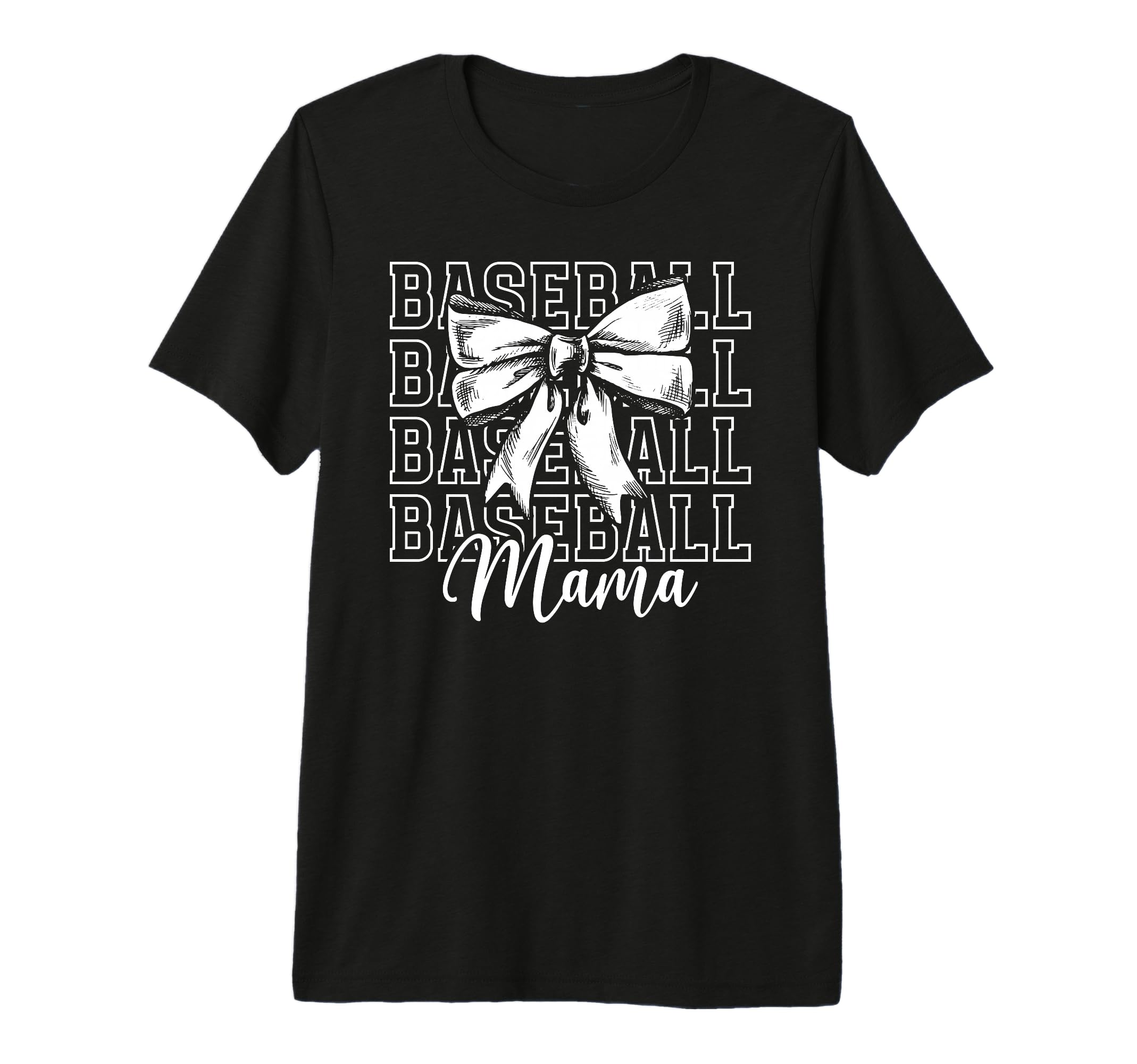 Baseball Mama Bow Baseball Mom T-Shirt - Unique Graphic for Adults - T-Shirt, Sweatshirt, Hoodie
