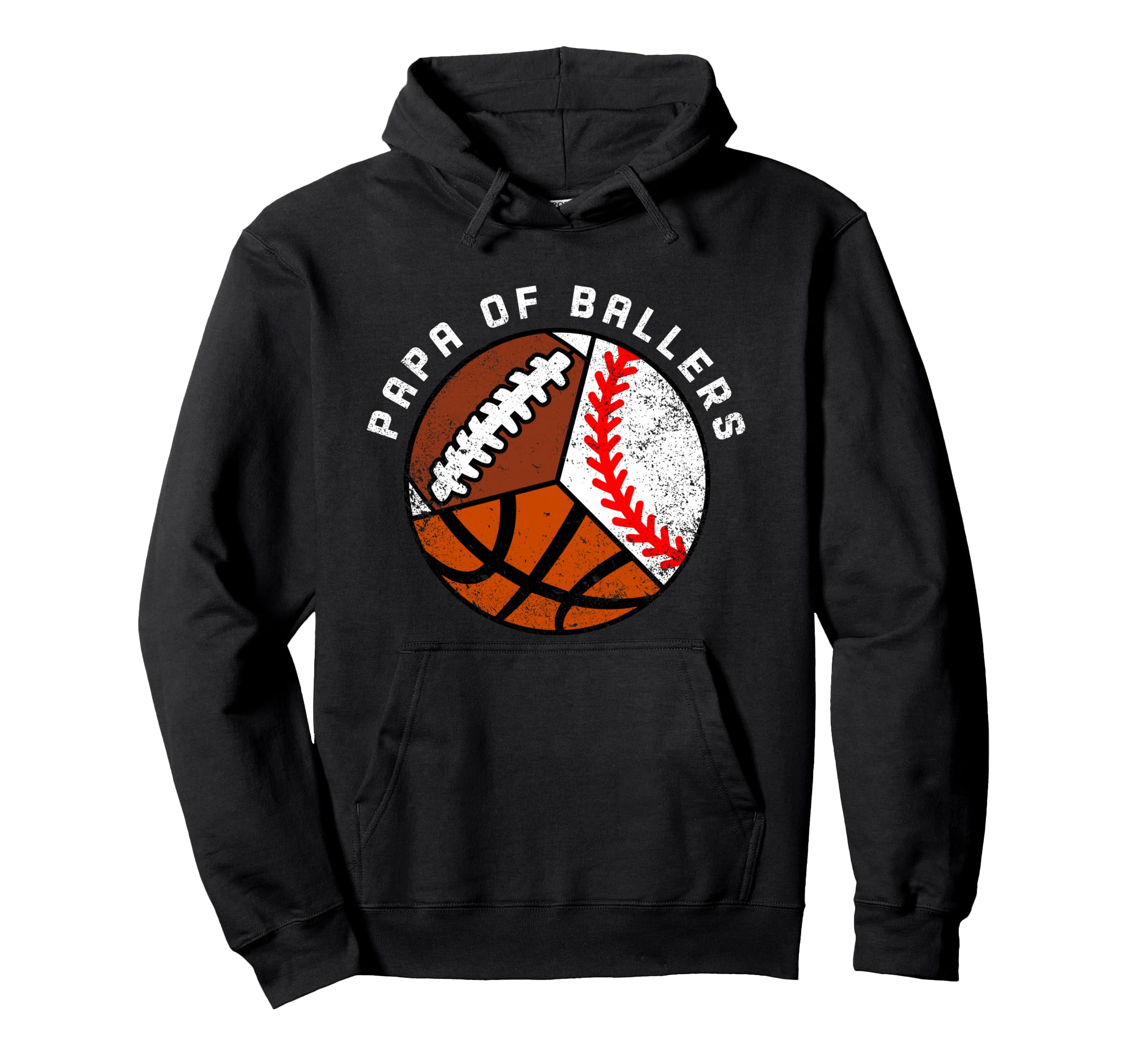 Papa Ballers Funny Baseball Basketball Hoodie - Unique Graphic Unisex - T-Shirt, Sweatshirt, Hoodie