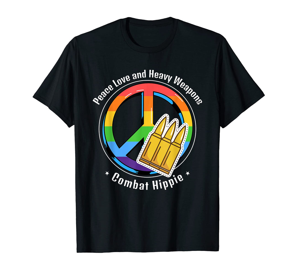 Combat Hippie Peace Love And Heavy T-Shirt - Aesthetic Graphic for Adults - T-Shirt, Sweatshirt, Hoodie