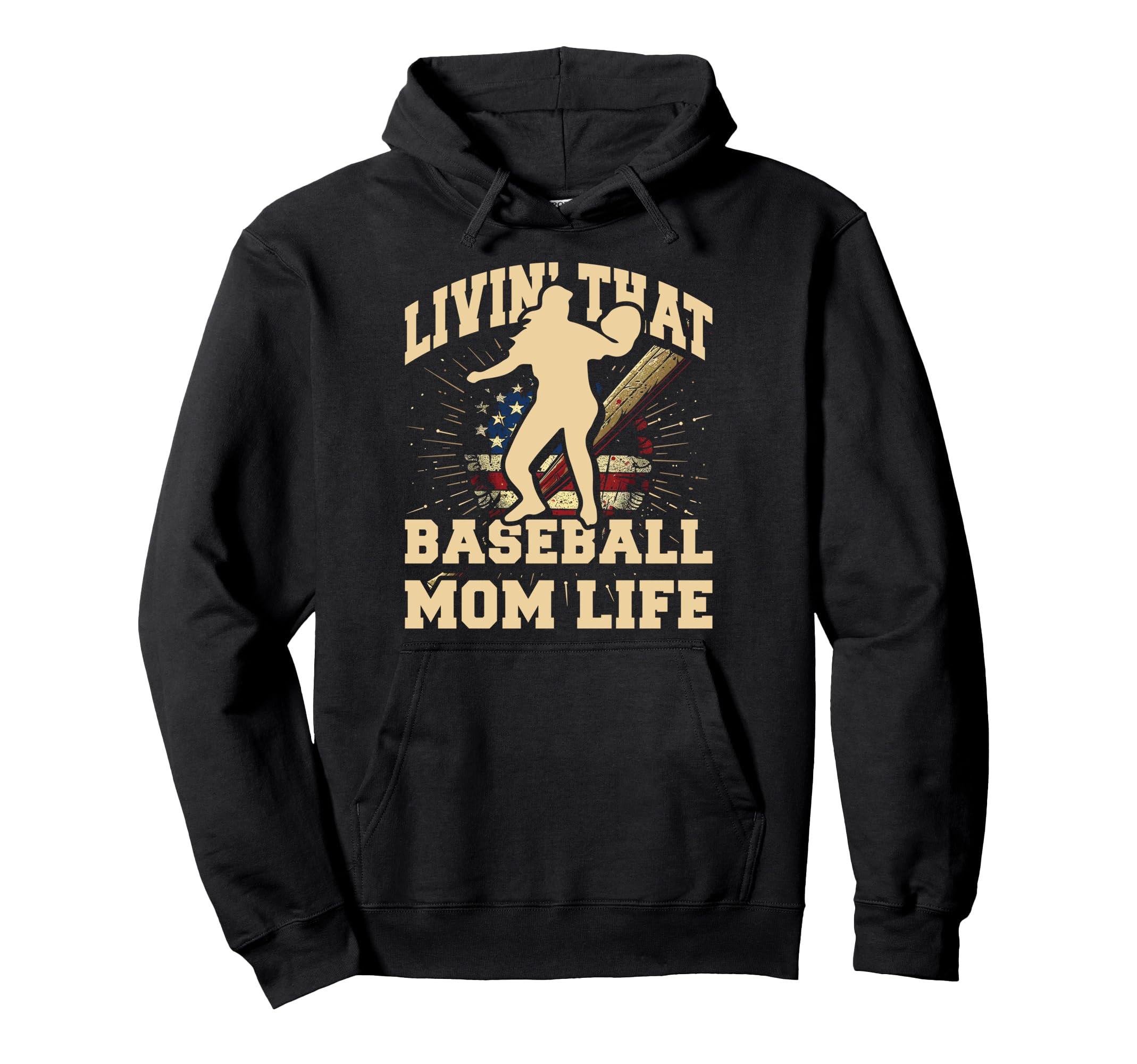 Livin That Baseball Mom Life Mothers Hoodie - Minimalist Print for Adults - T-Shirt, Sweatshirt, Hoodie