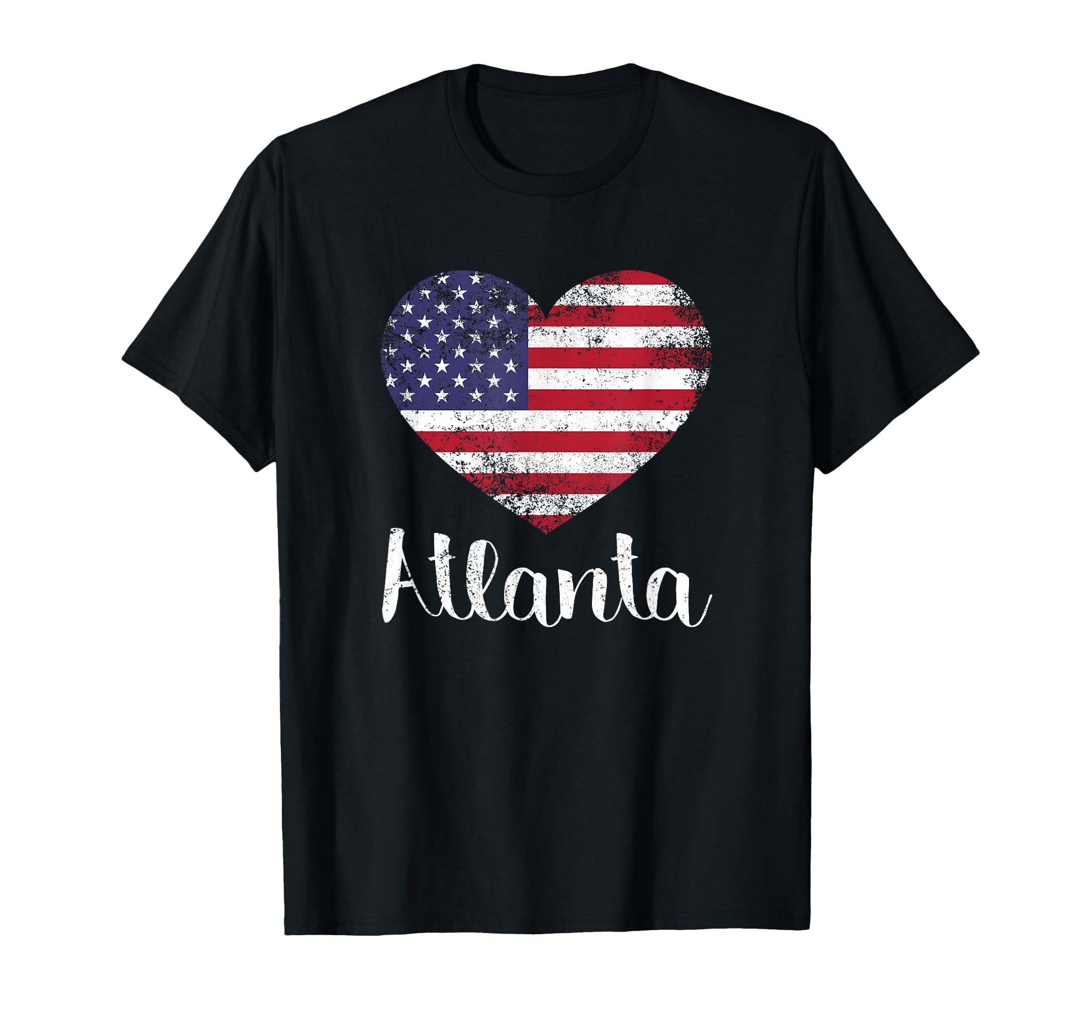 Atlanta Distressed American Flag Heart T-Shirt - Aesthetic Graphic Unisex - T-Shirt, Sweatshirt, Hoodie