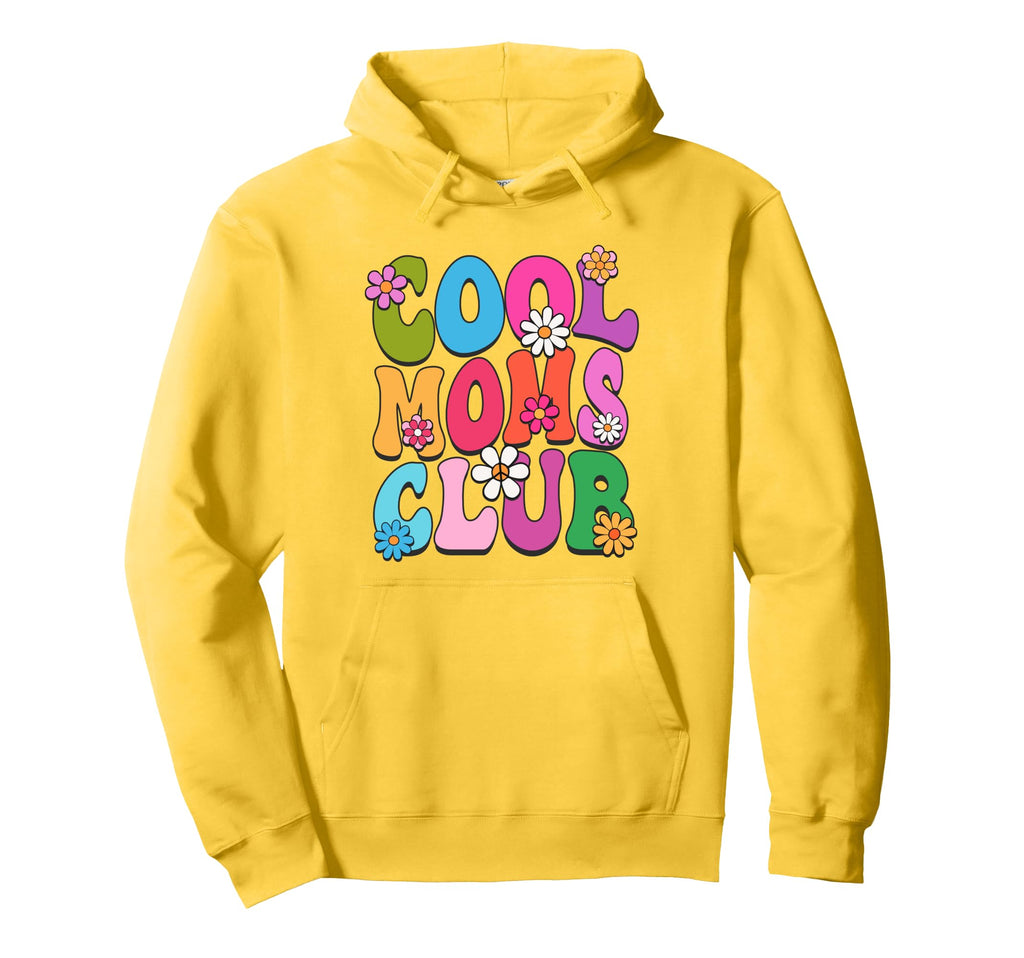 Moms Club Groovy Flower Power Vibes Mum Hoodie - Unique Graphic Men Women - T-Shirt, Sweatshirt, Hoodie