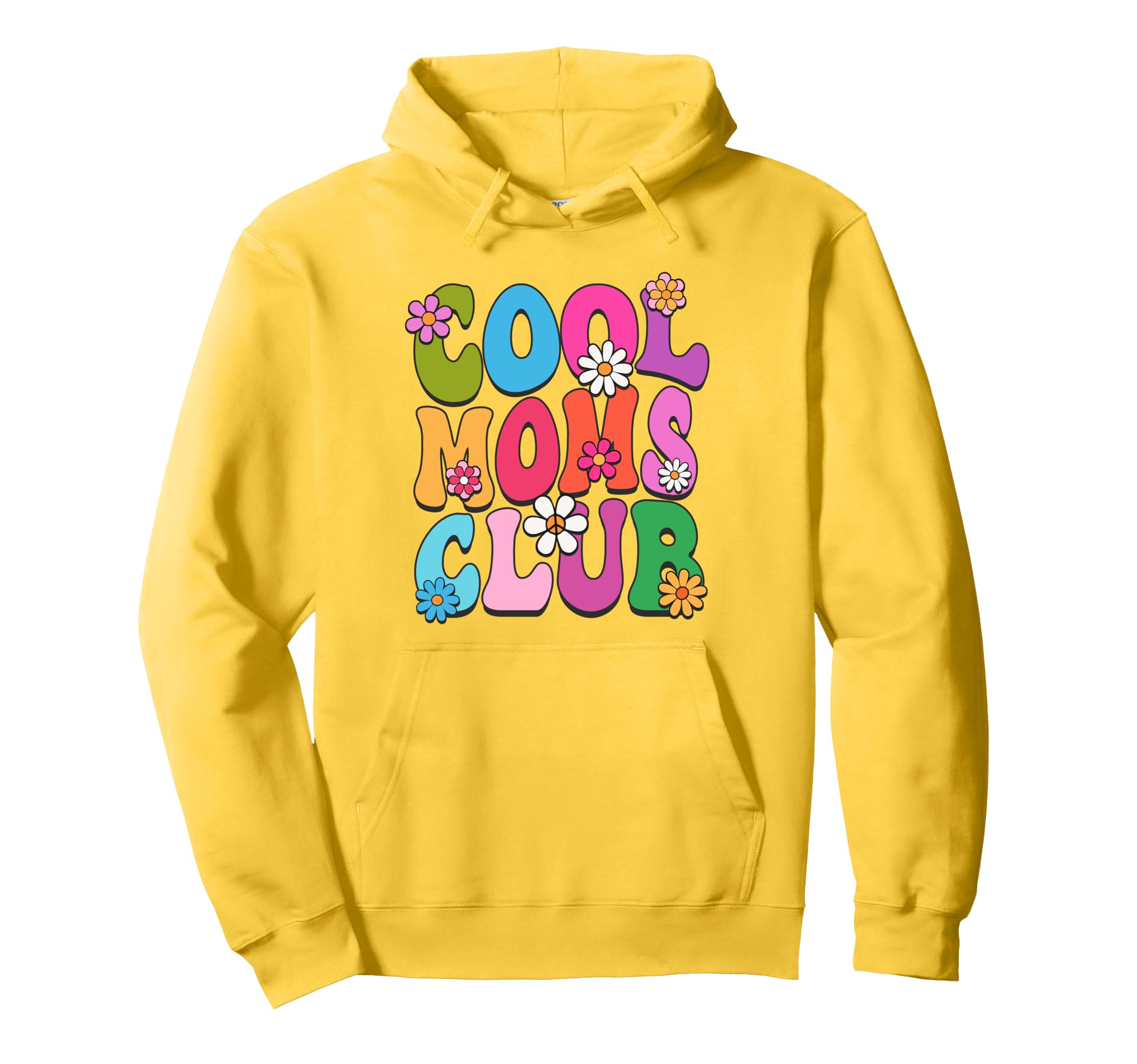 Moms Club Groovy Flower Power Vibes Mum Hoodie - Unique Graphic Men Women - T-Shirt, Sweatshirt, Hoodie