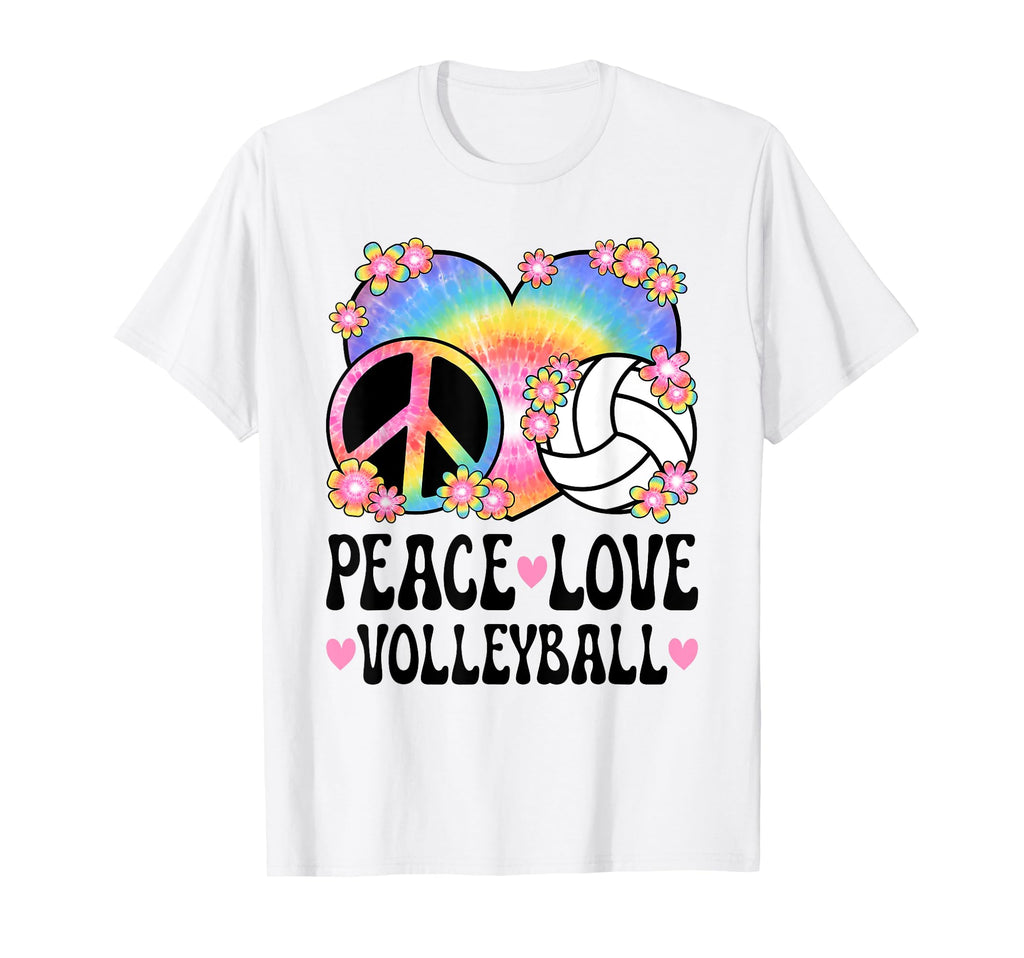 Peace Love Volleyball Lover 60S 70S T-Shirt - Novelty Apparel Unisex - T-Shirt, Sweatshirt, Hoodie